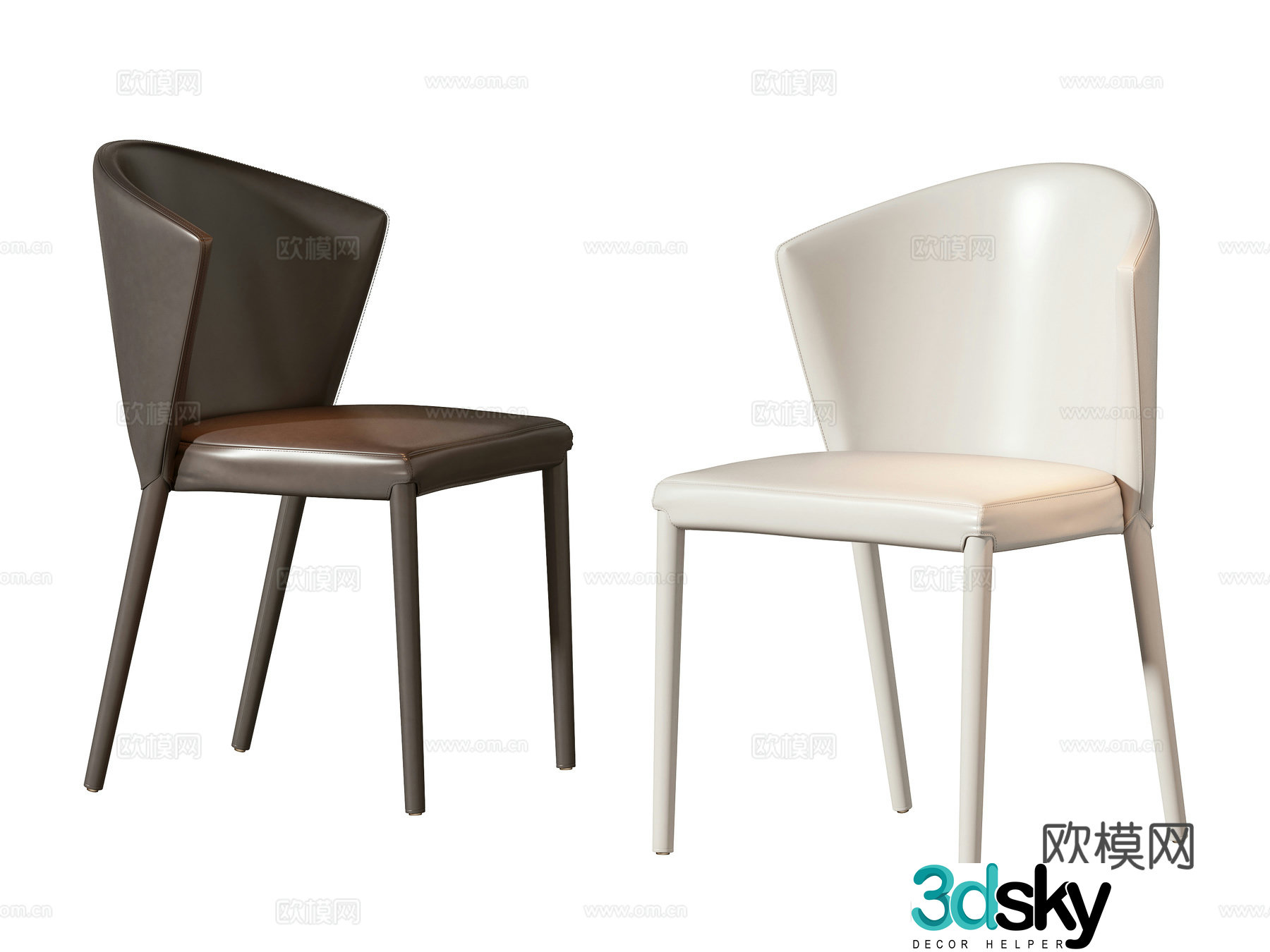 Modern single chair dining chair 3D model