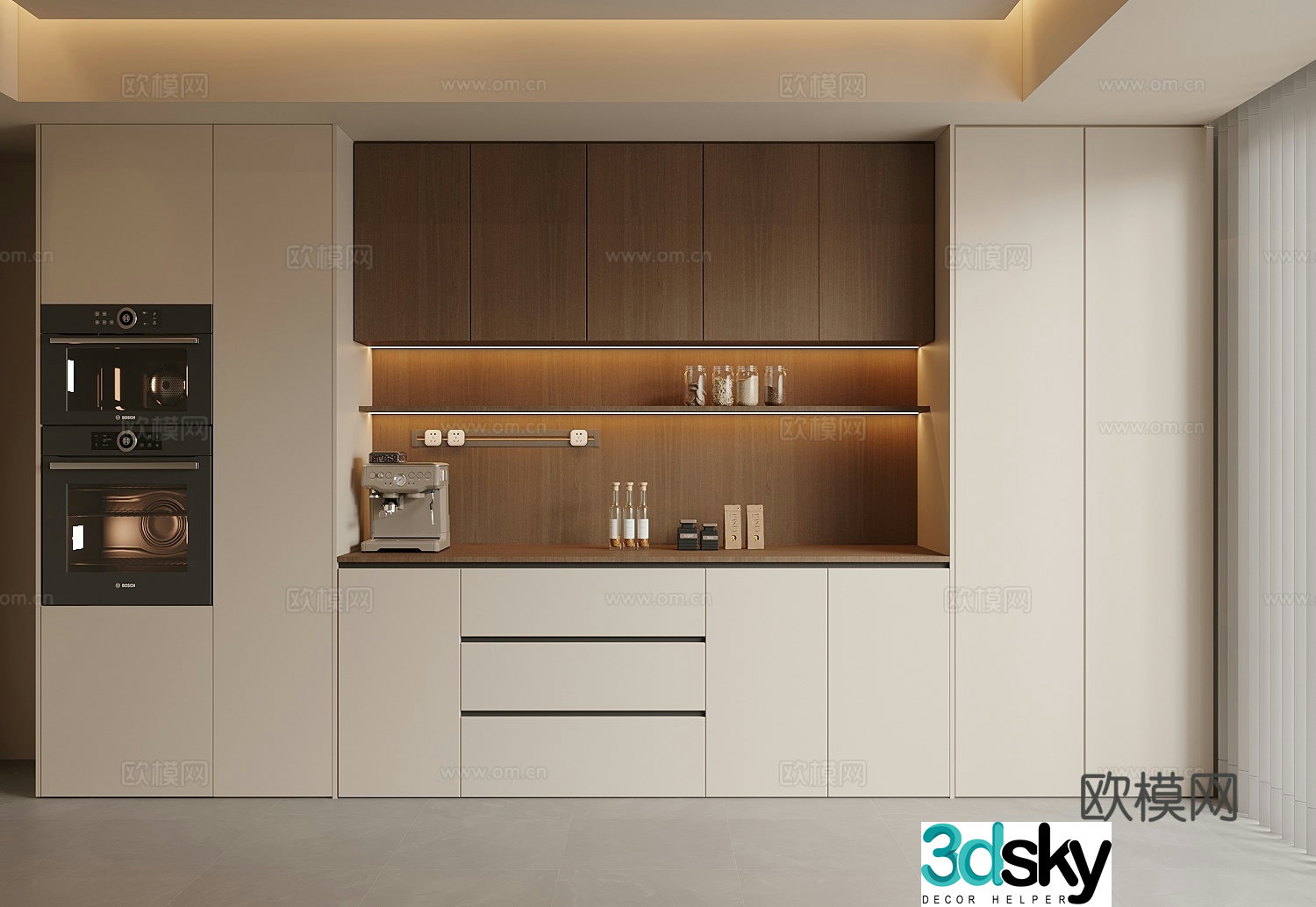 Cream style sideboard 3d model