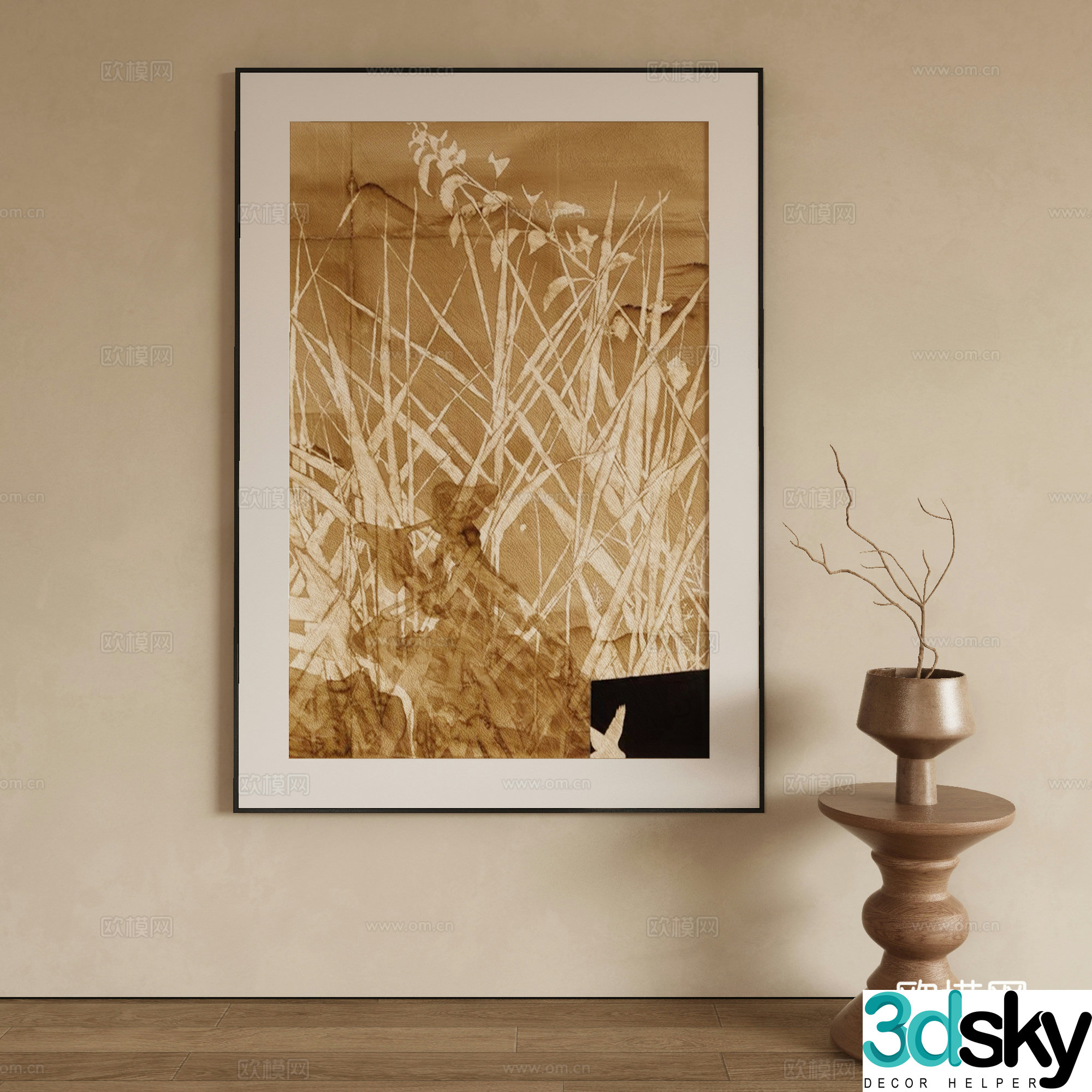Modern botanical painting decorative painting 3d model
