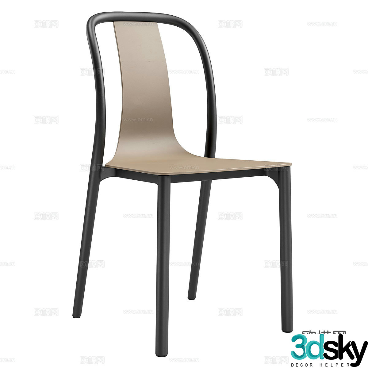 Single chair dining chair 3D model