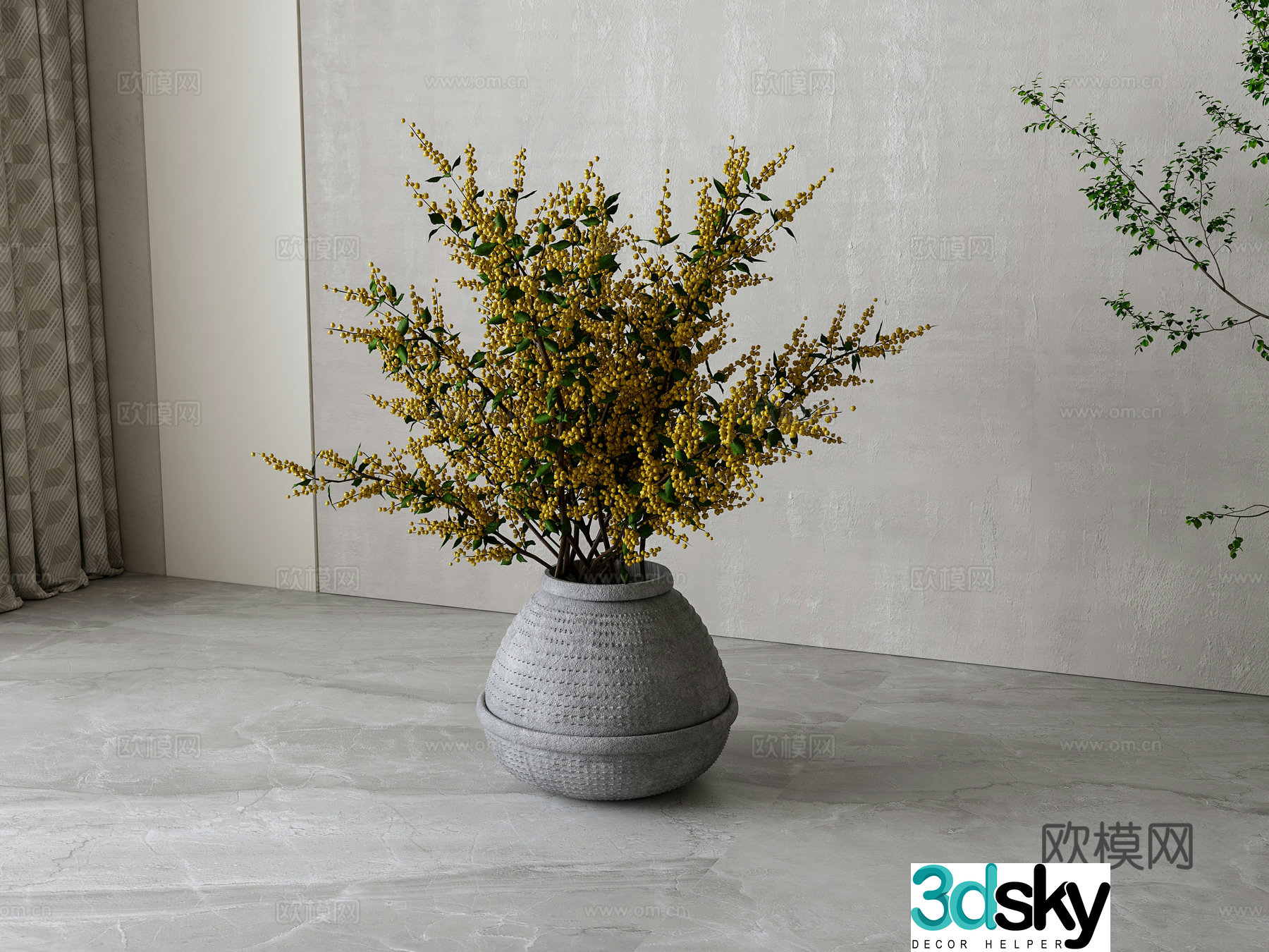 Wabivore vase flower art flower arrangement 3d model