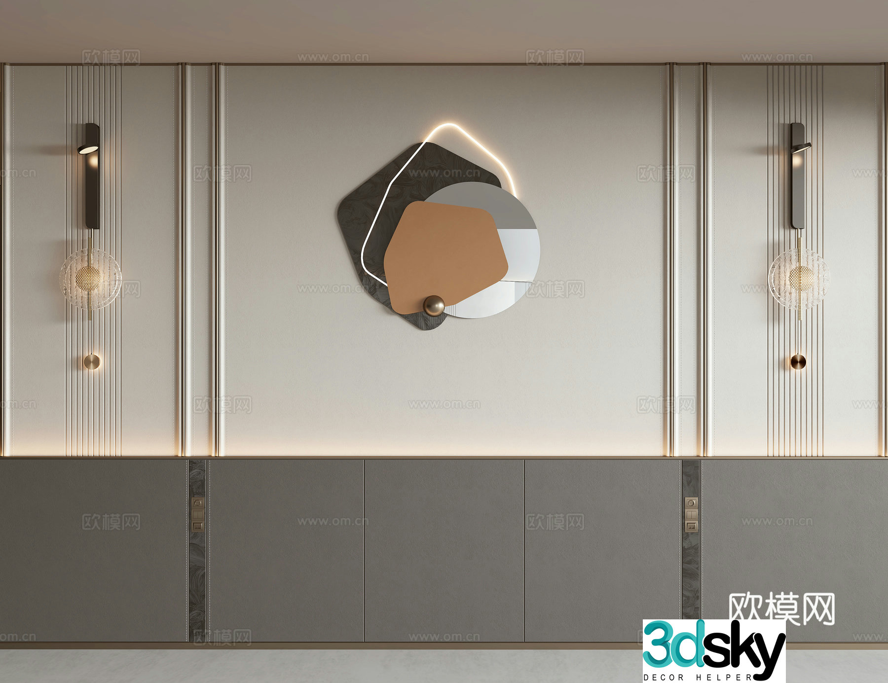 Modern bedside background wall 3d model
