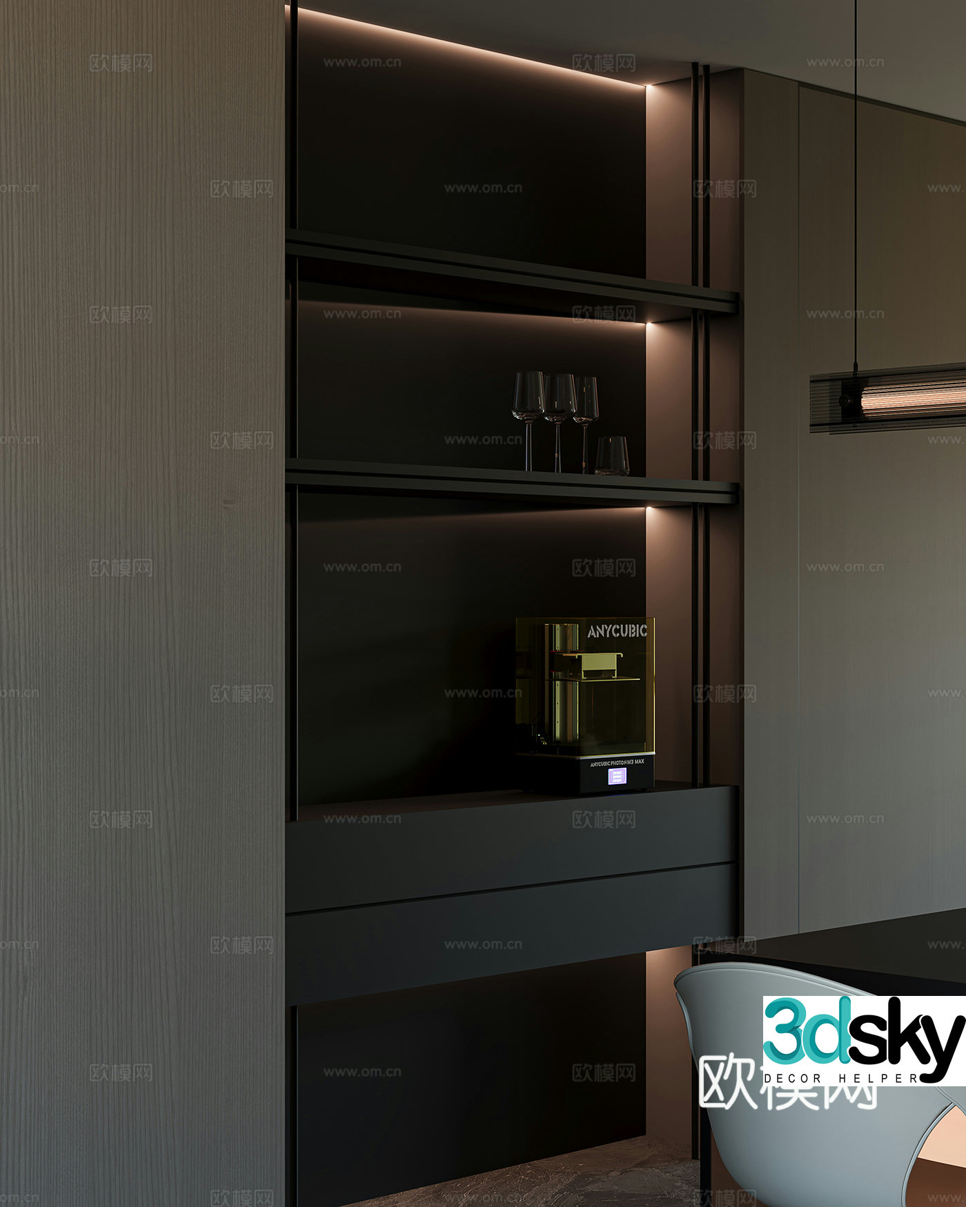 Modern wine cabinet 3D model