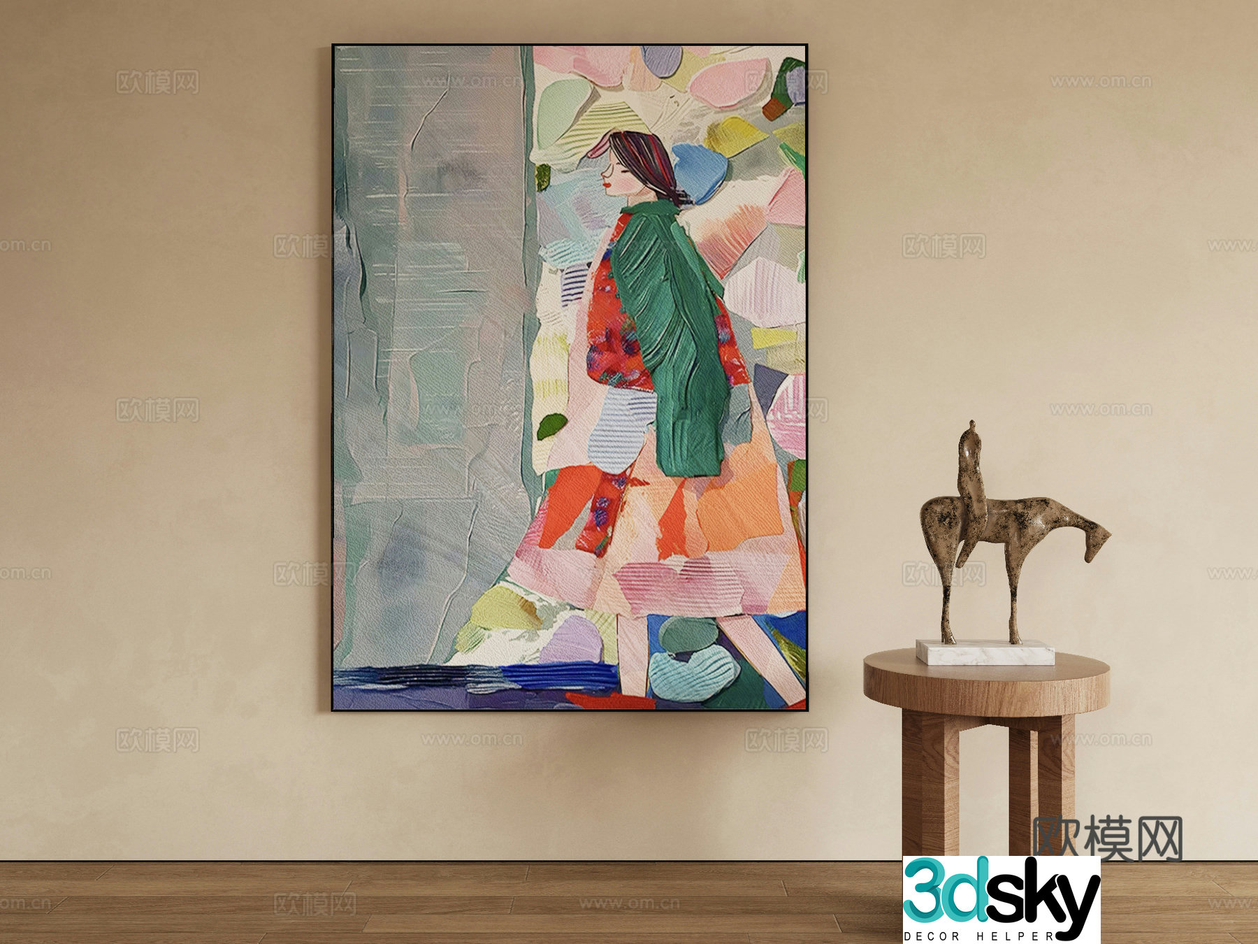 Modern abstract painting Decorative painting 3d model