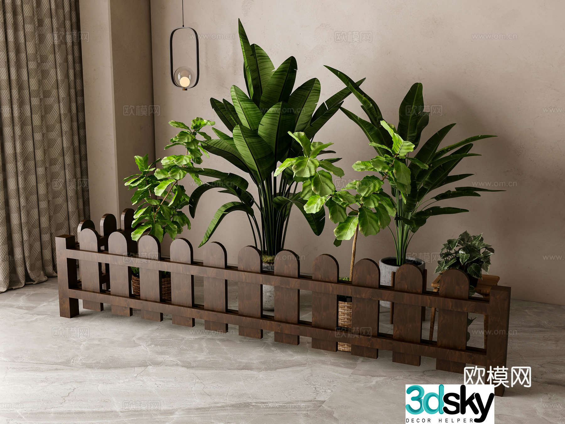 Modern green plant potted 3D model
