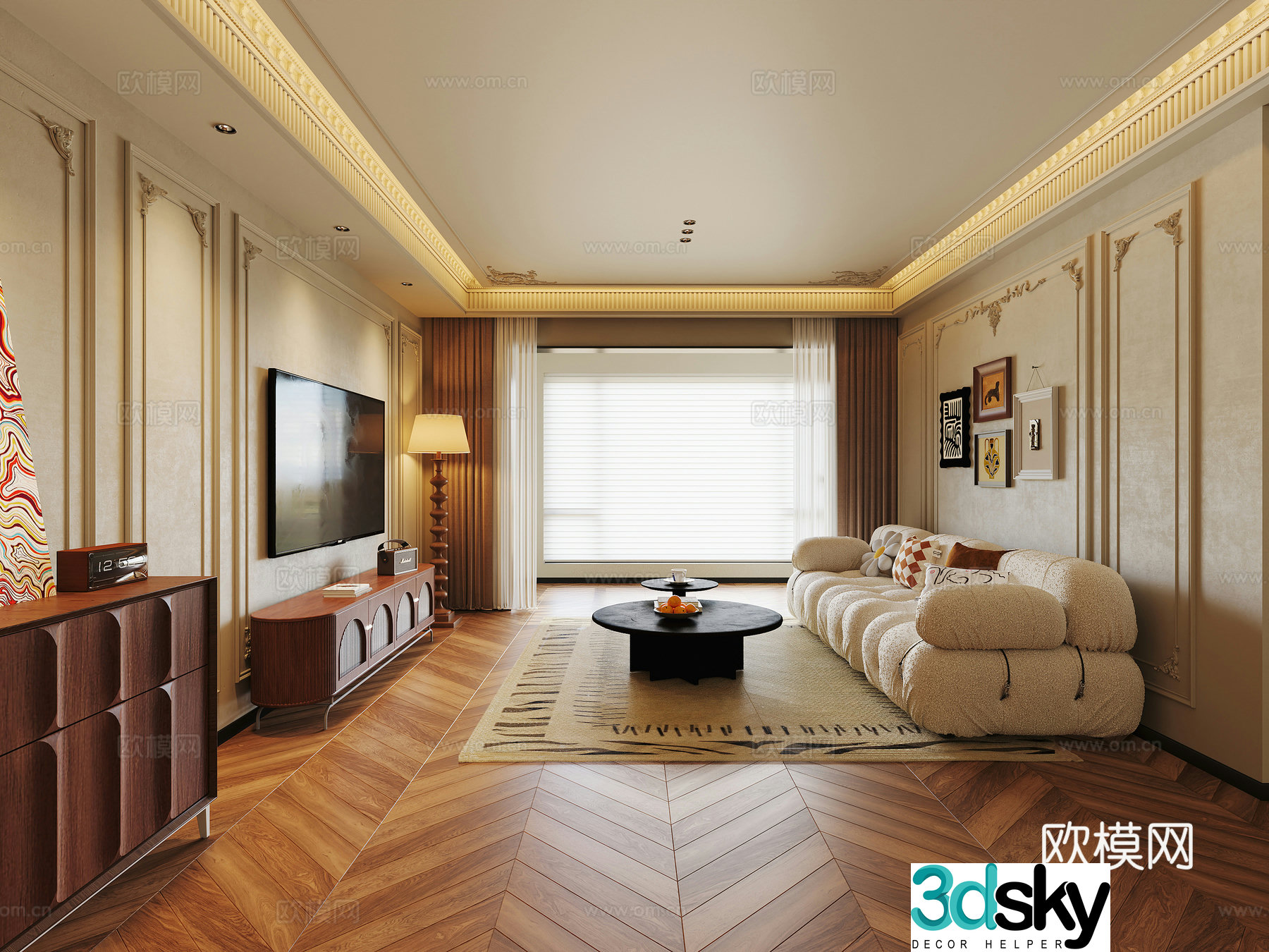 3D model of medieval style living room restaurant