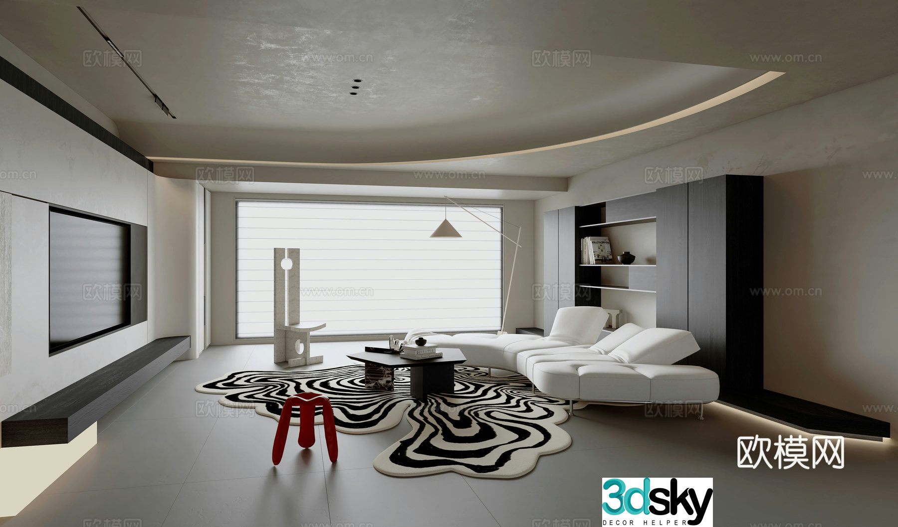 Modern minimalist living room 3d model