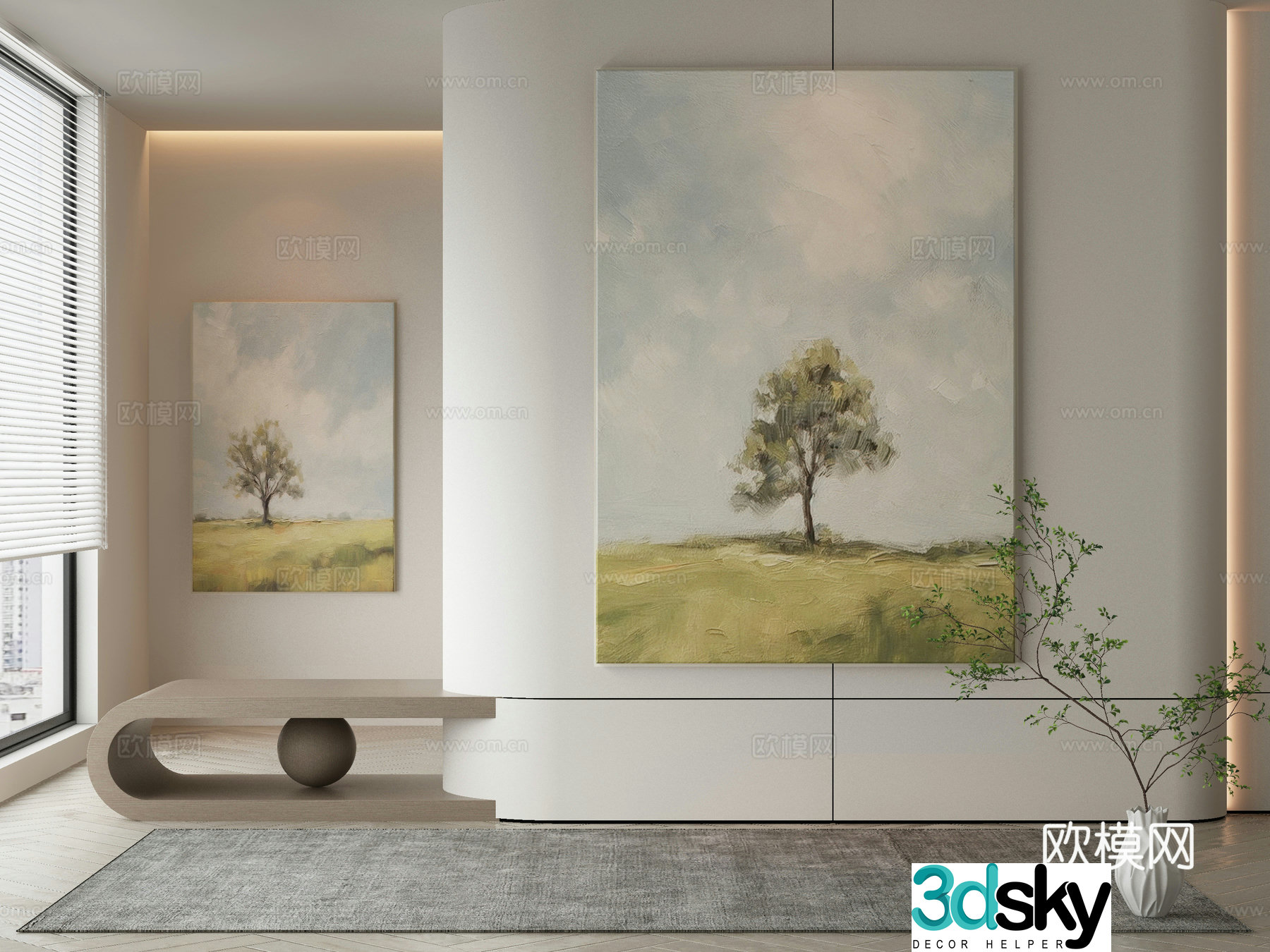Modern oil painting landscape painting decorative painting 3d model