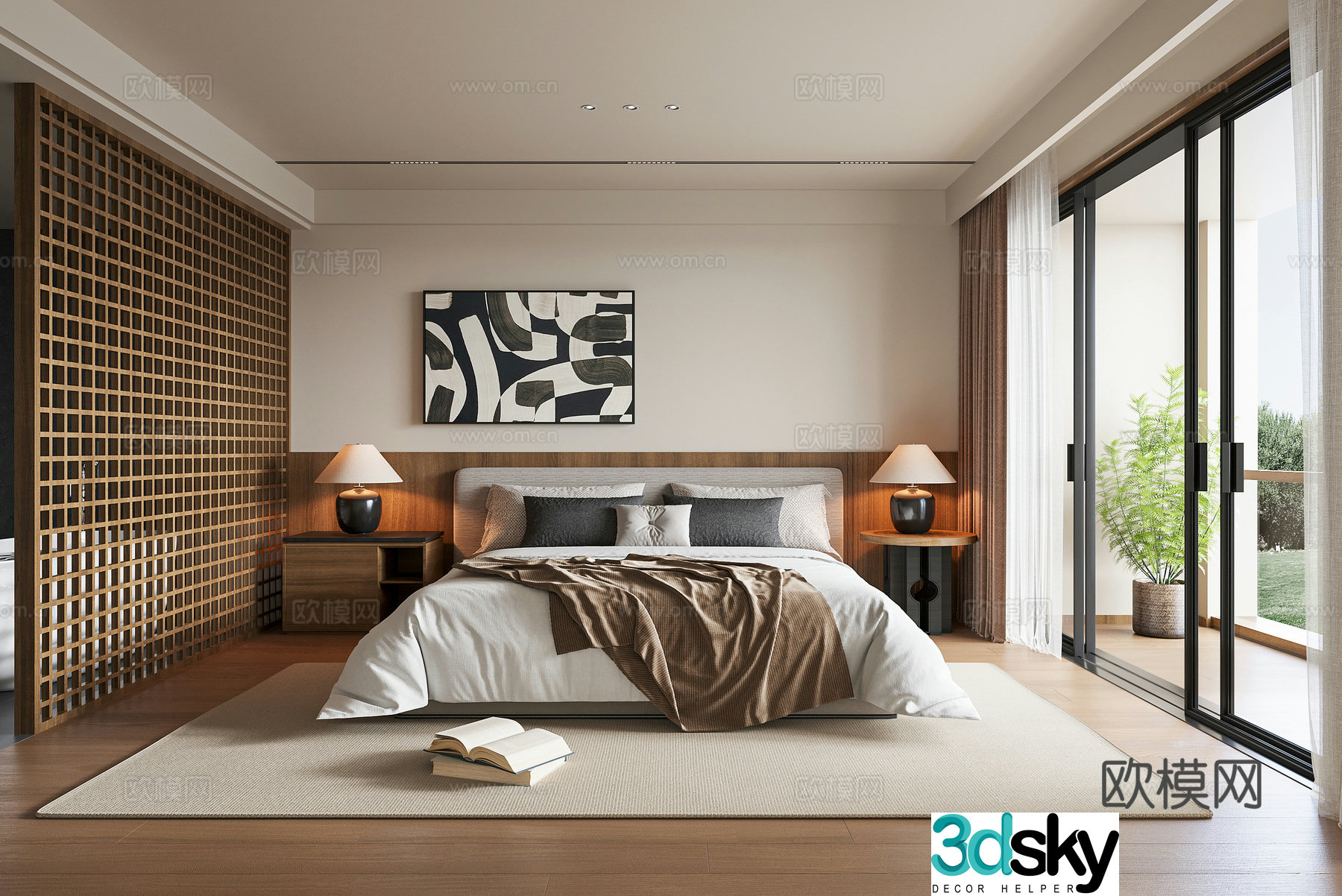 Modern B&B guest room 3D model