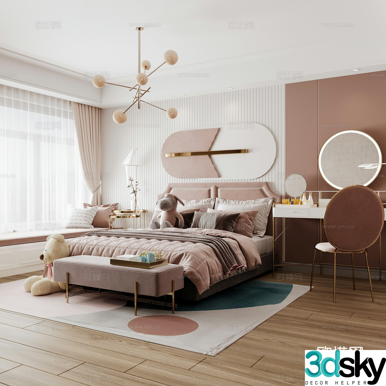 Modern children’s room girl’s room 3d model