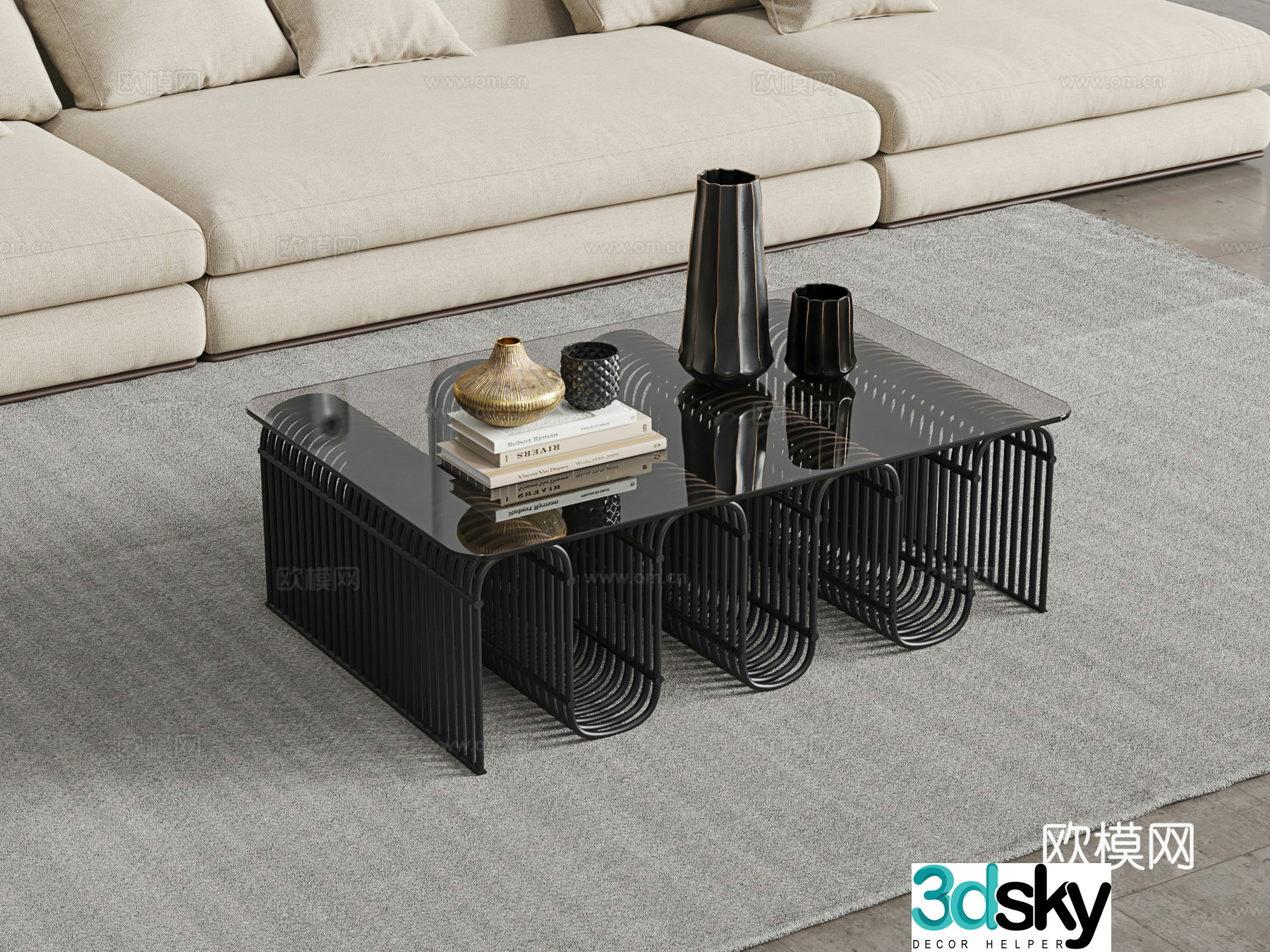 Modern glass coffee table 3d model