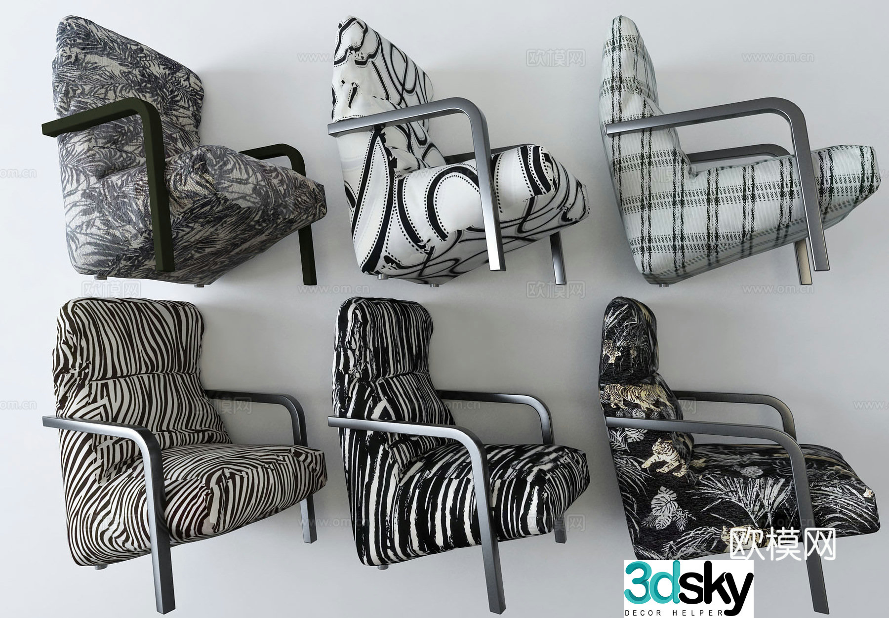 French leisure chair chair single chair 3d model
