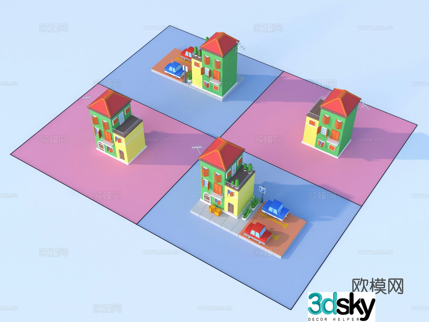 Cartoon toy building sketch 3D model