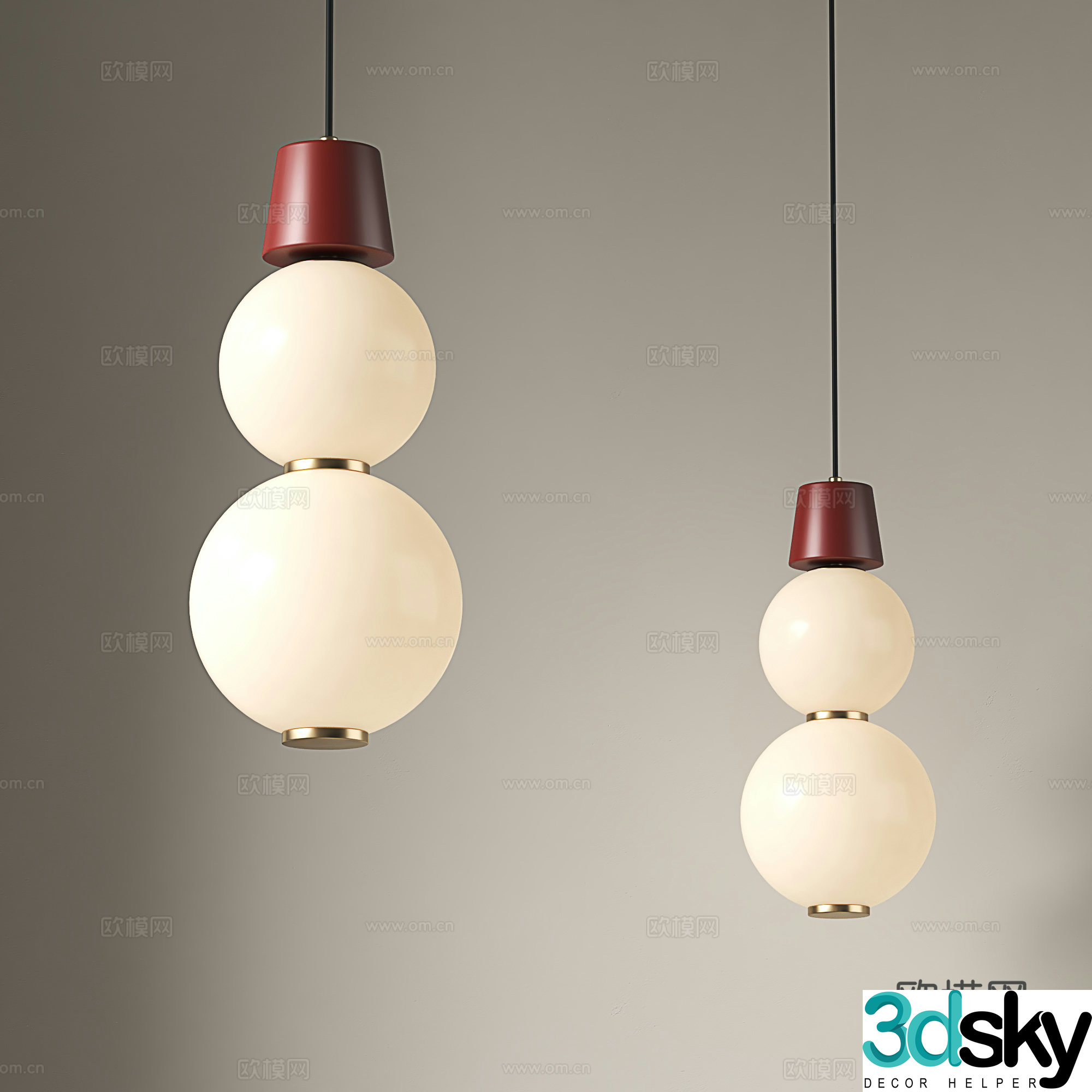 Middle-aged chandelier bedside chandelier 3d model