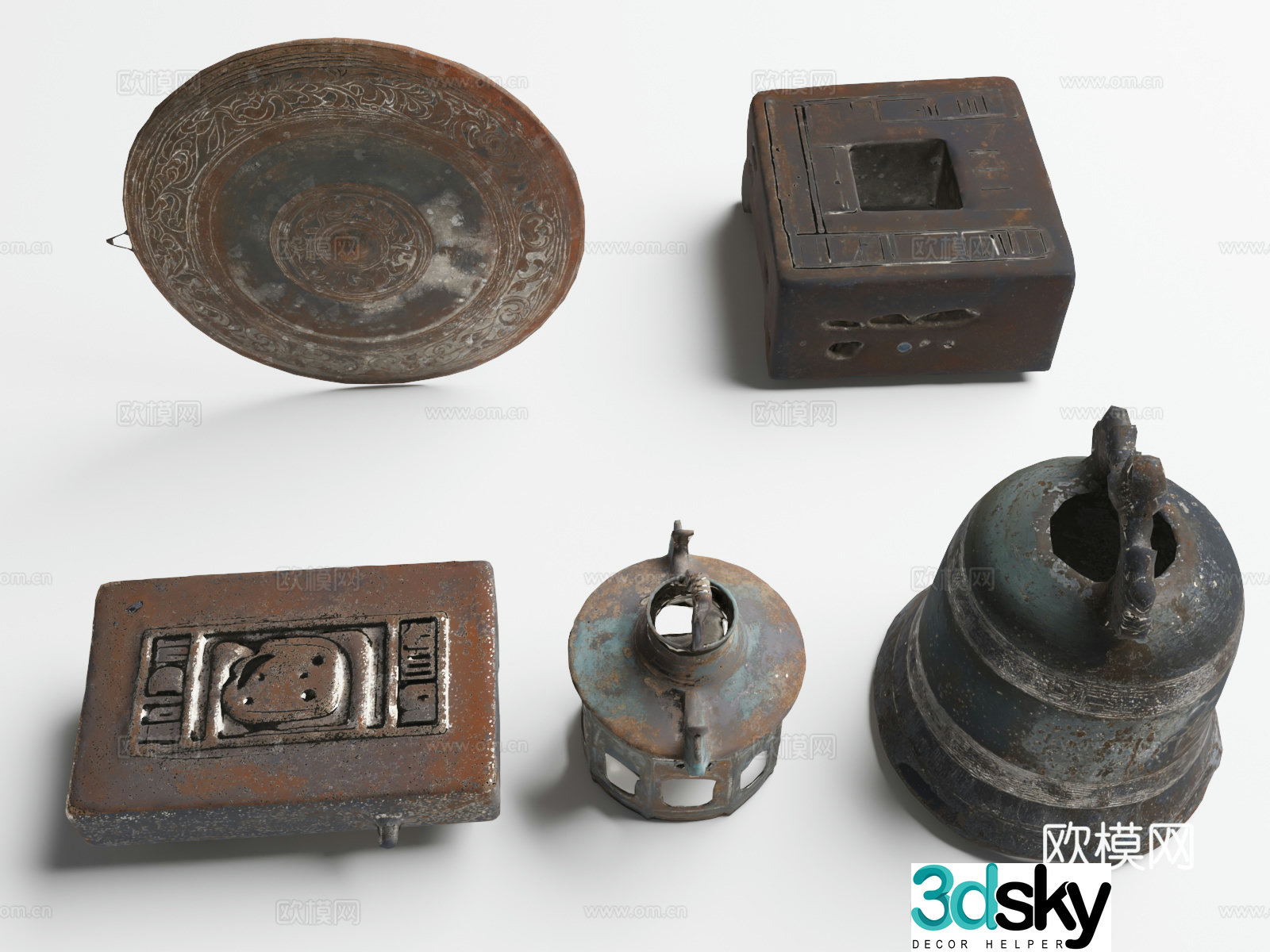Cast iron items Cast iron material Chime 3d model
