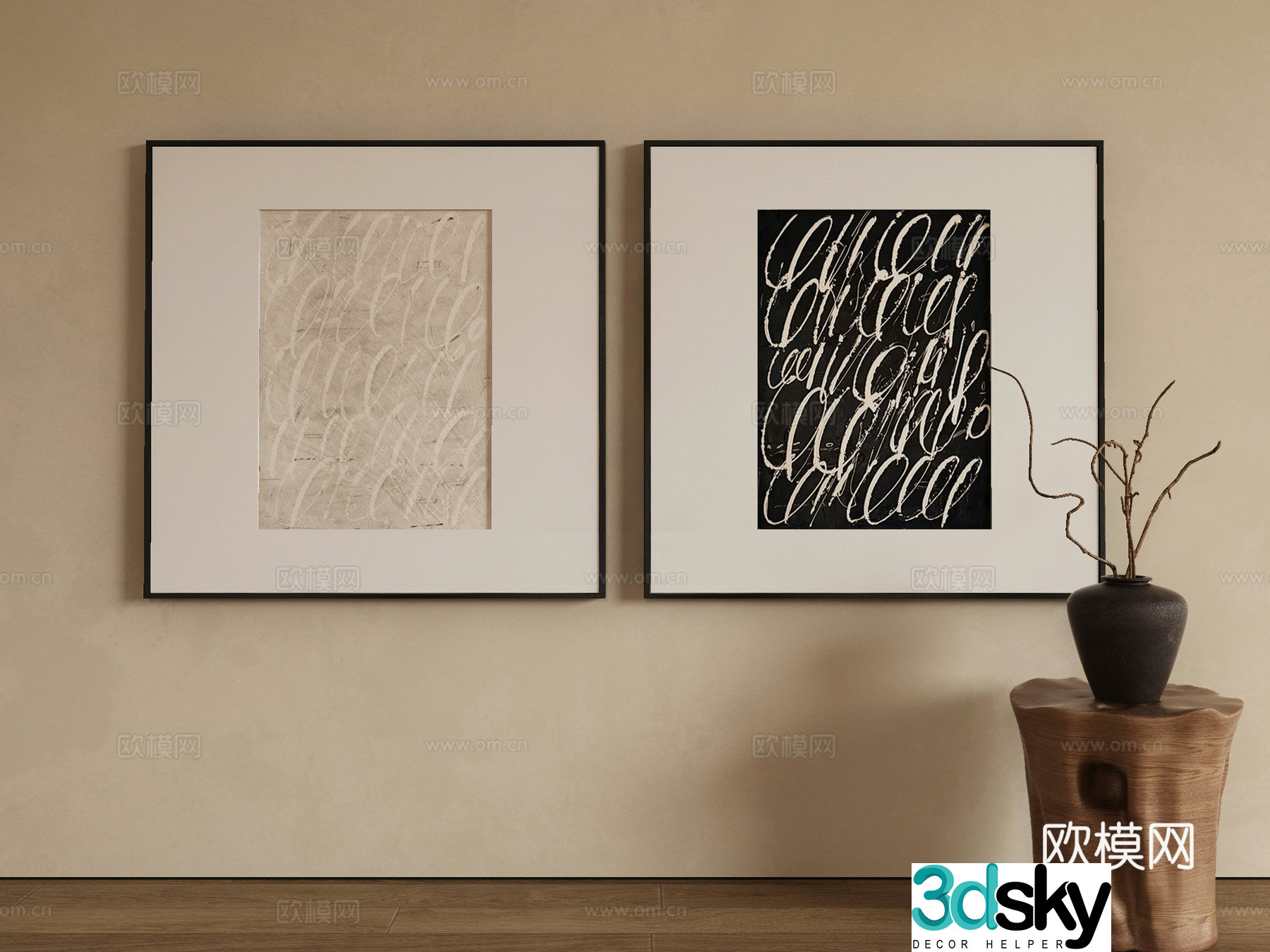 Modern texture painting decorative painting 3d model