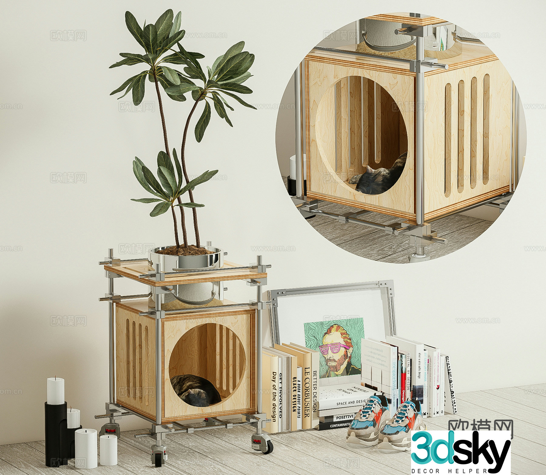 Modern optical axis flower stand flower table cat nest 3D model