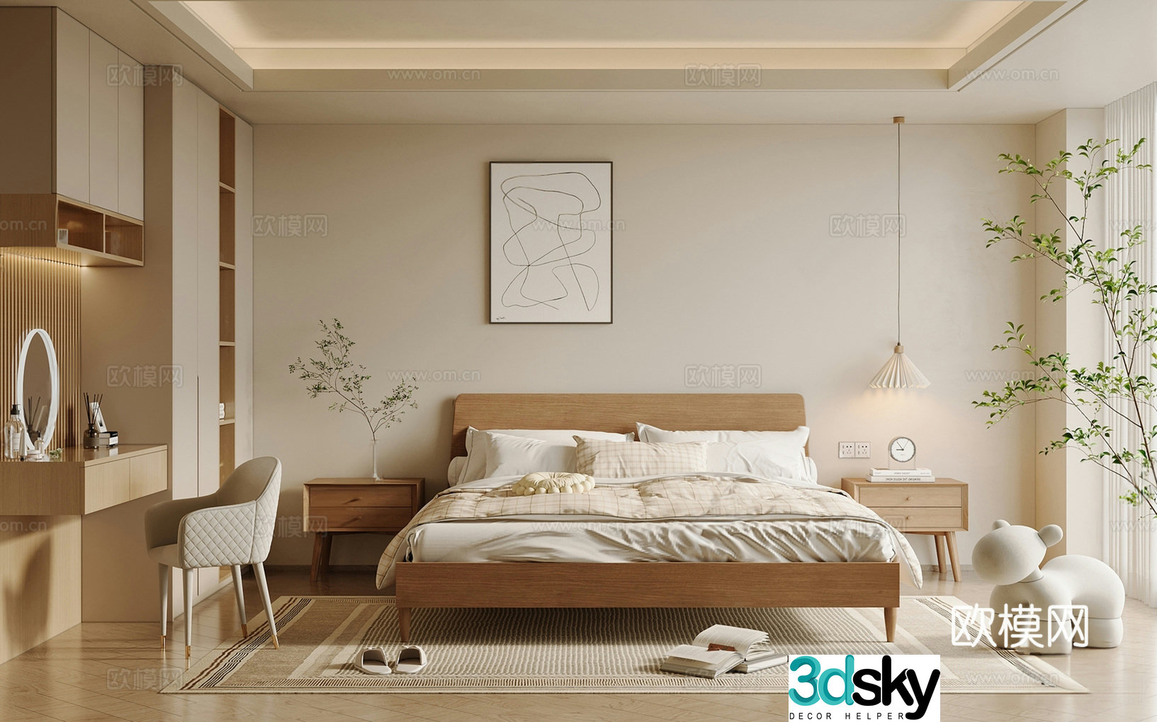 Log wind bedroom master bedroom 3d model