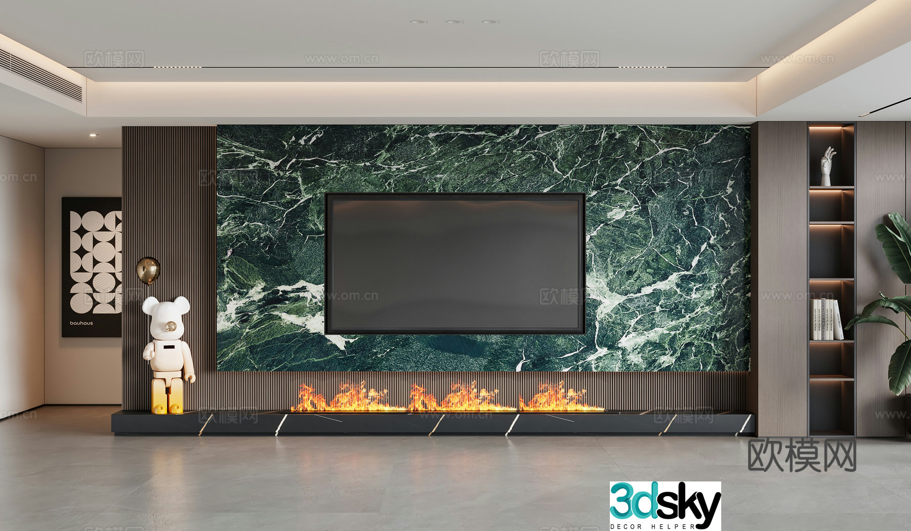 Modern TV background wall 3d model