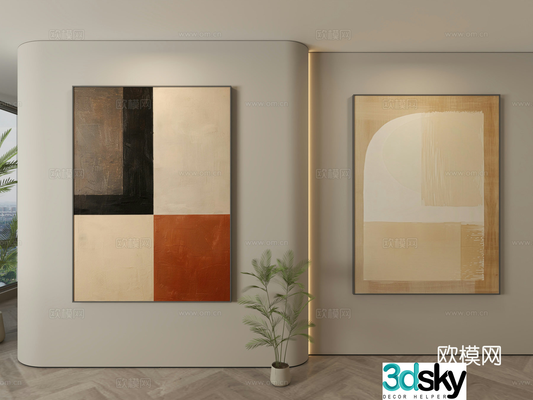 Modern abstract painting Decorative painting 3d model