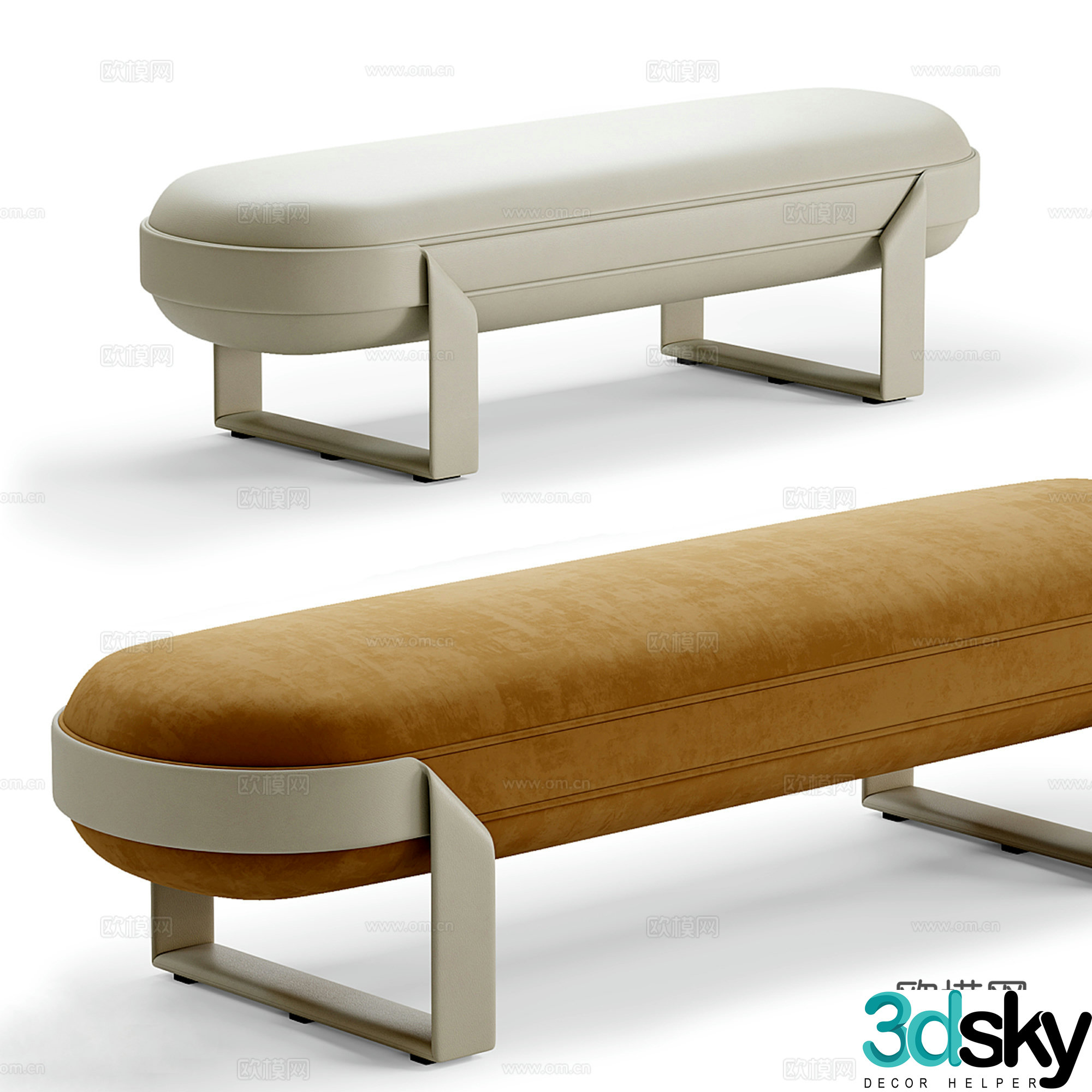 Modern sofa stool low stool bench 3d model