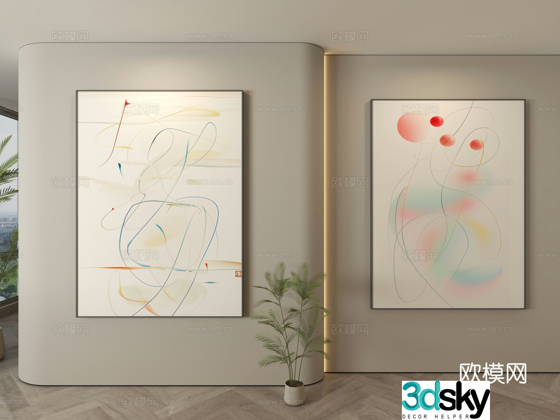 Modern decorative paintings Simple hanging paintings 3D model