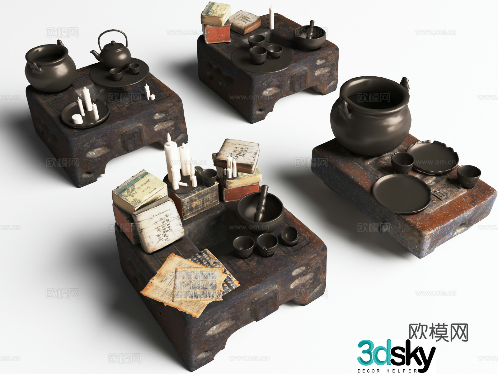 Ancient table ornaments Ancient utensils Ancient supplies 3D model