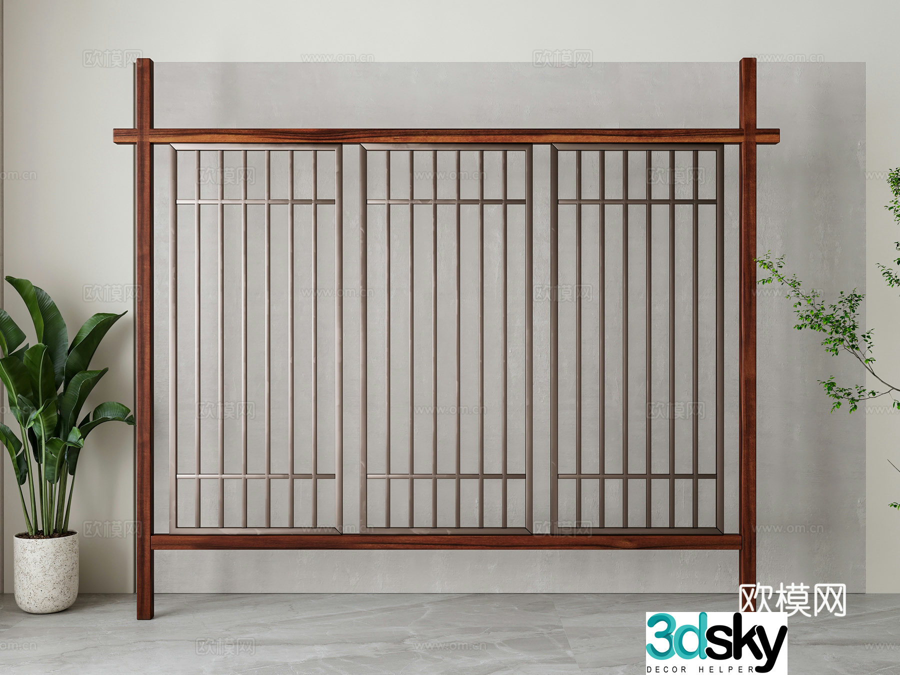 New Chinese railing 3D model