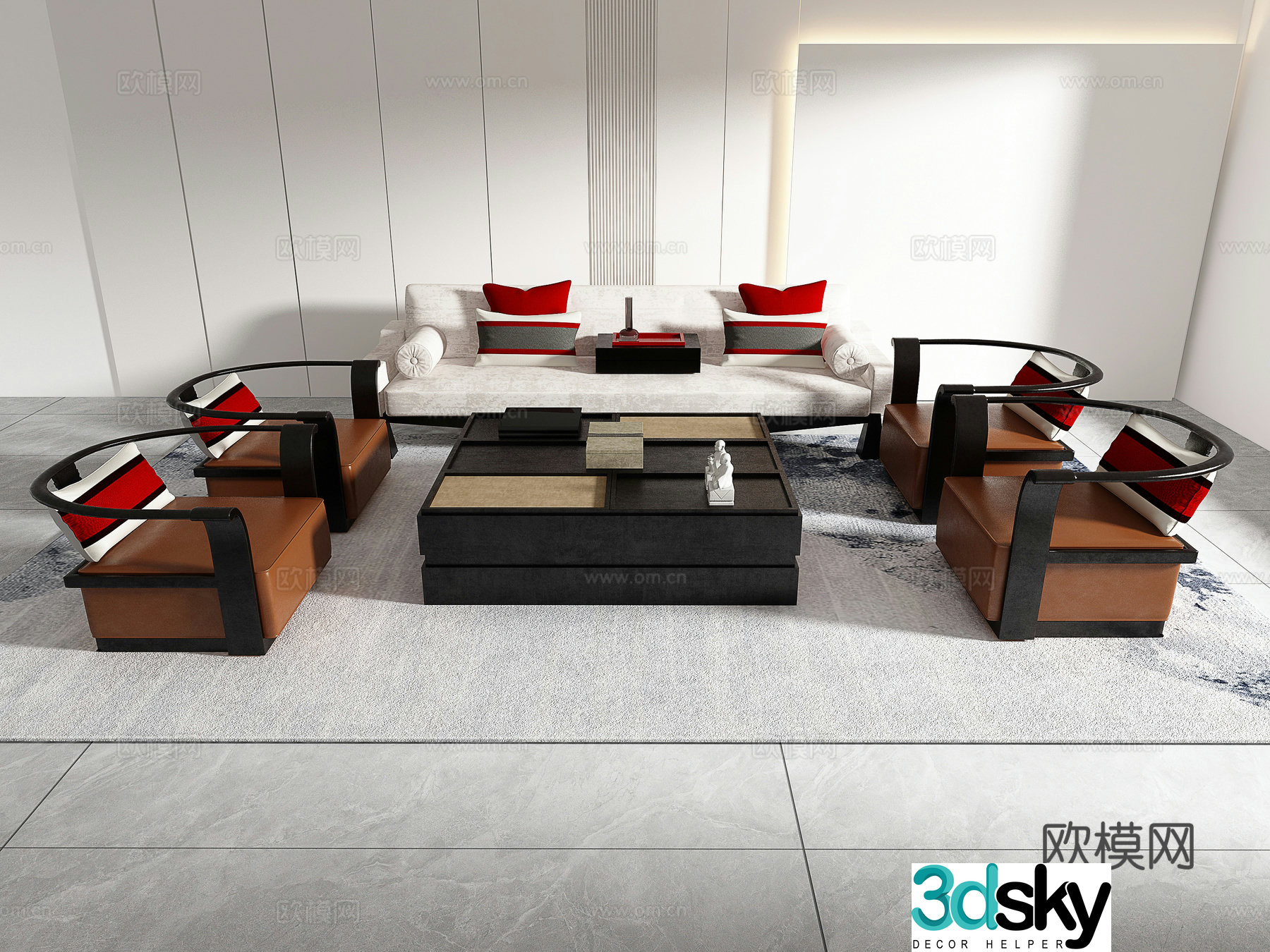 Chinese combination sofa 3D model