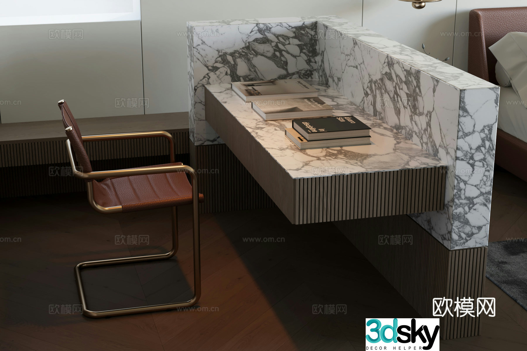 Modern desk and chair 3d model