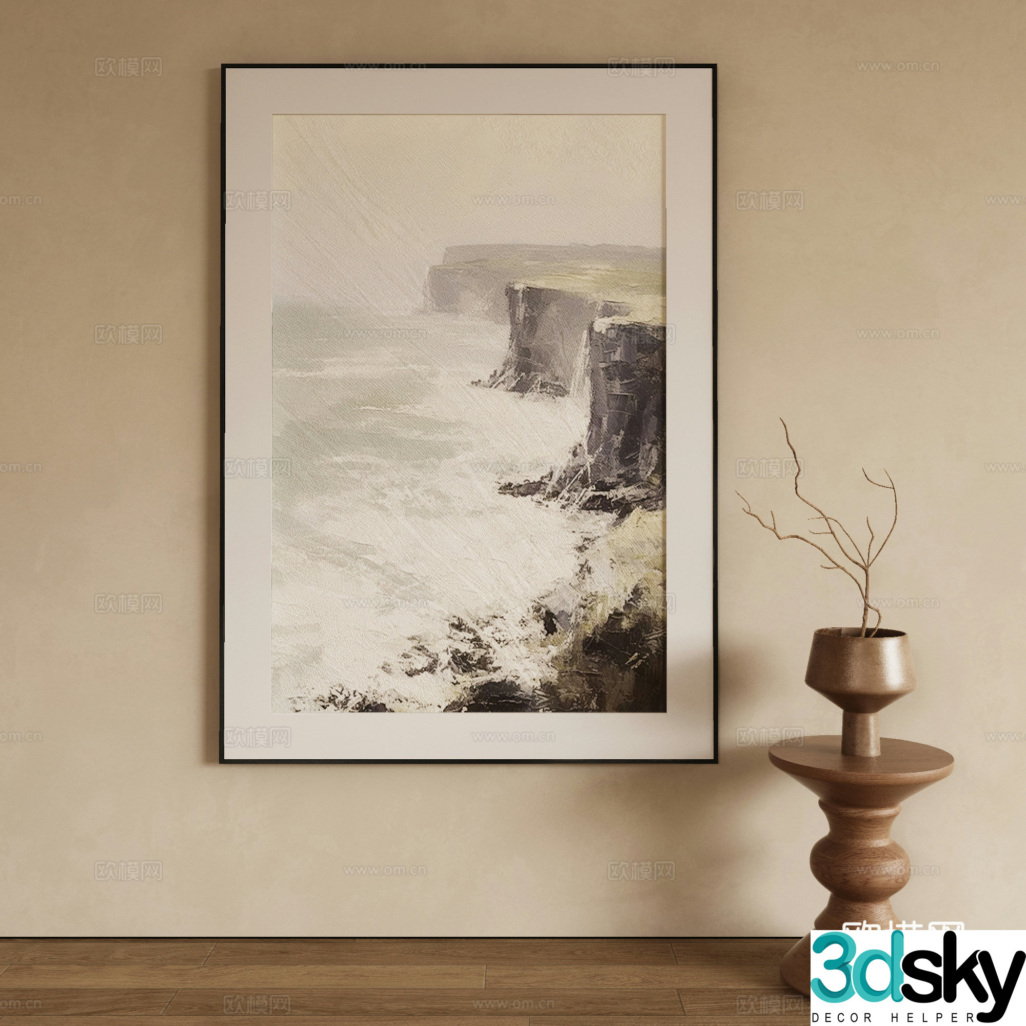 Modern oil painting landscape painting decorative painting 3d model