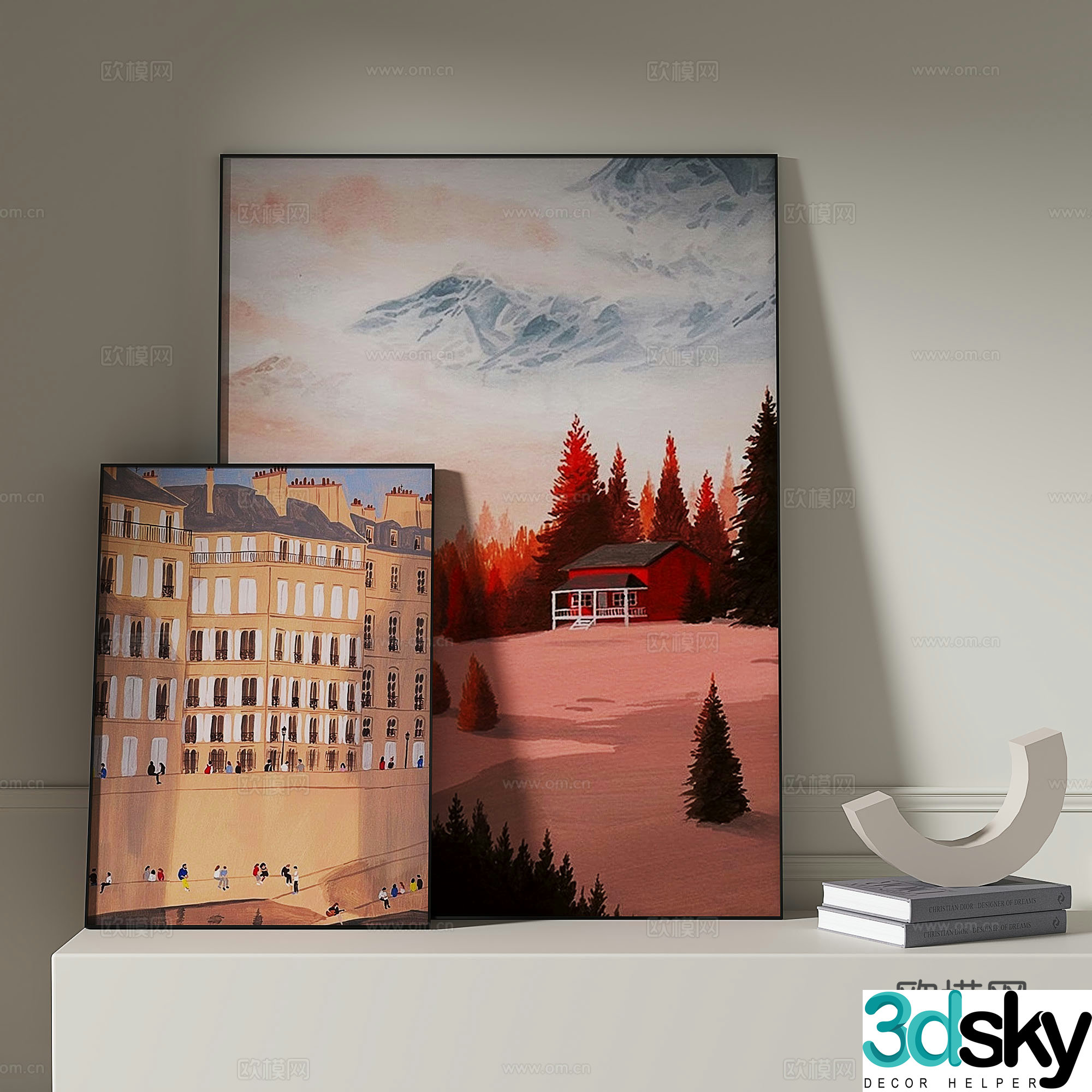 Modern cartoon painting decorative painting 3d model