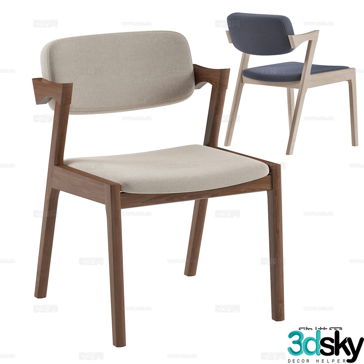 Single chair dining chair 3d model