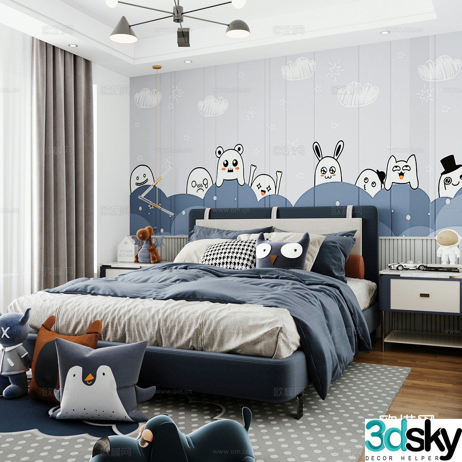 Modern children’s room boy’s room 3d model