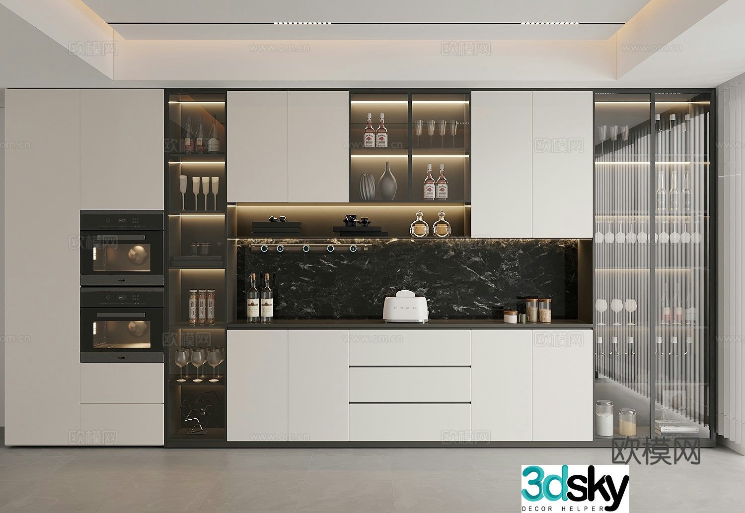 Modern wine cabinet sideboard 3D model