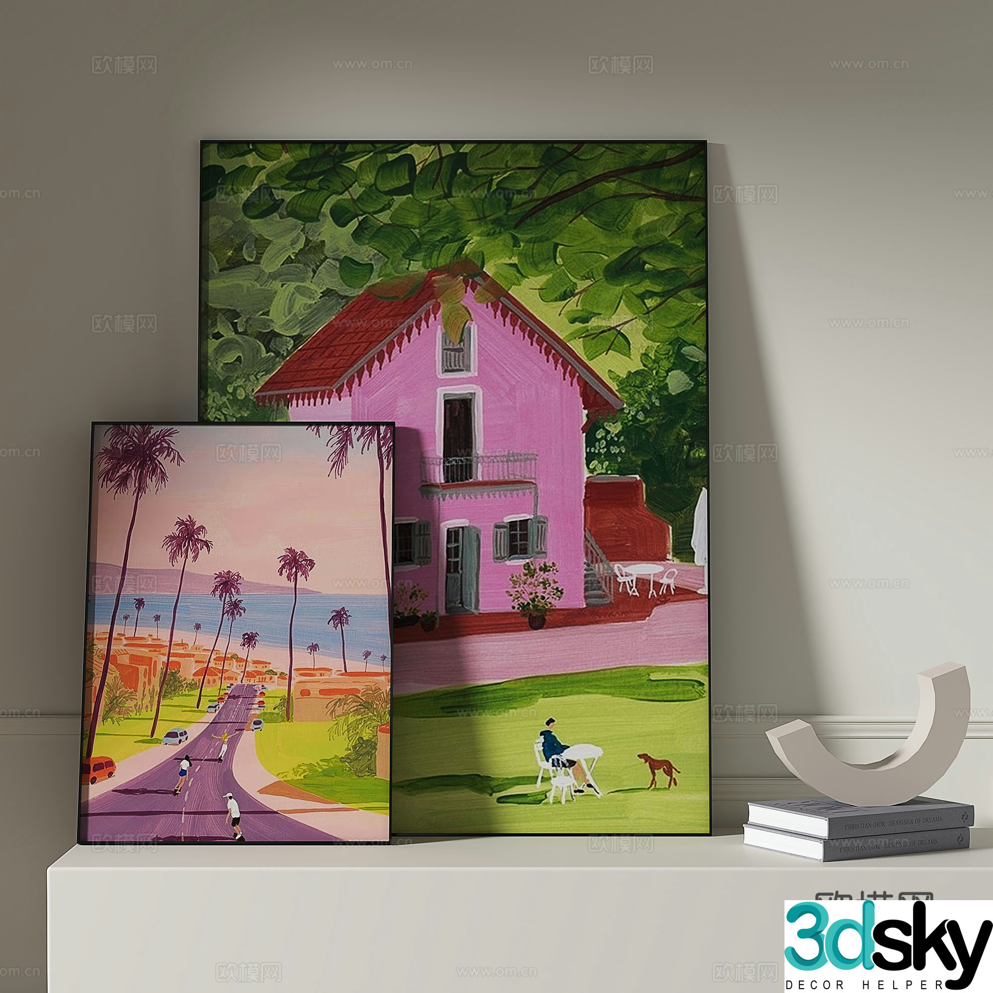 Modern cartoon painting decorative painting 3d model
