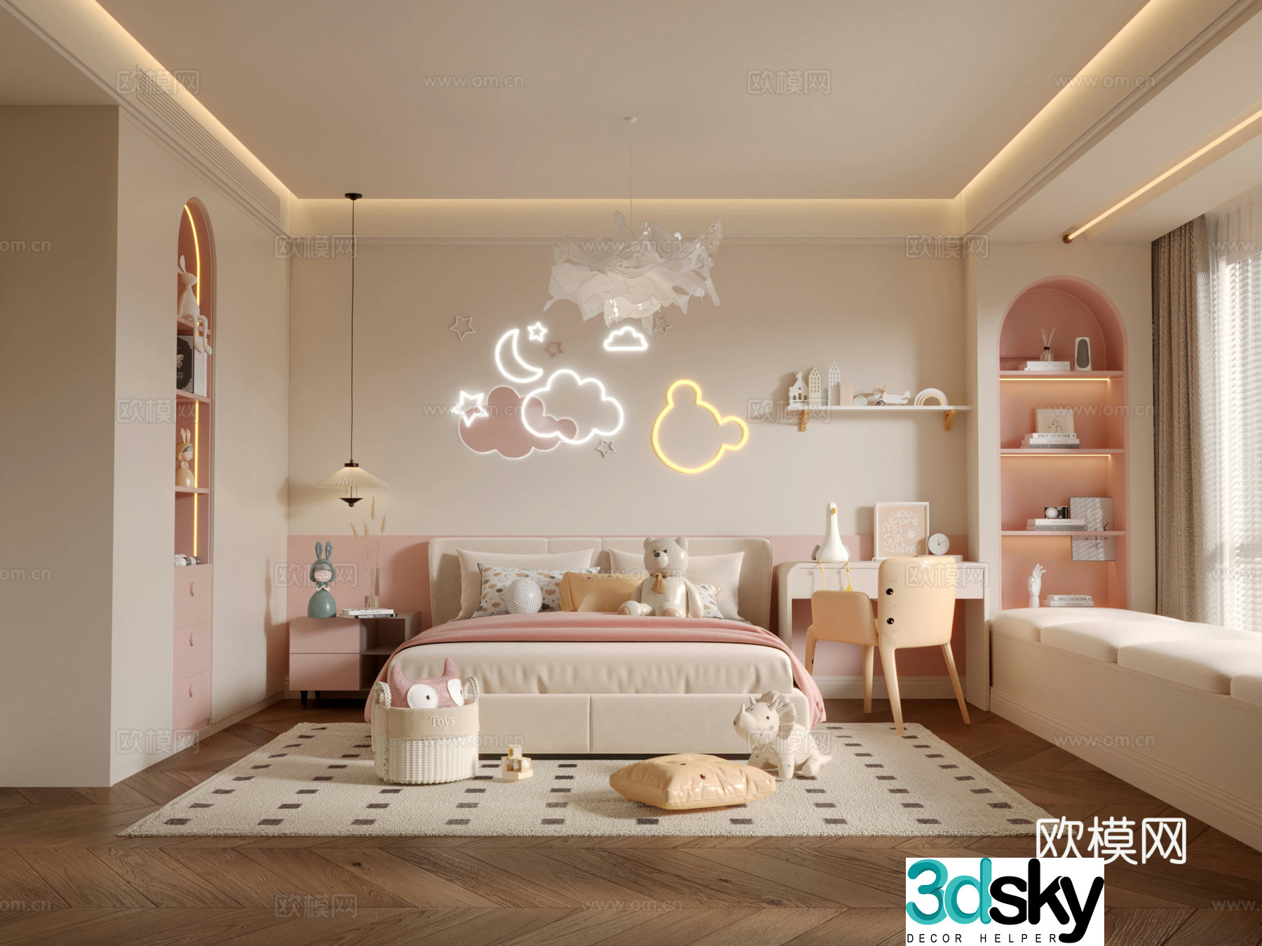 Modern children’s room girl’s room 3d model