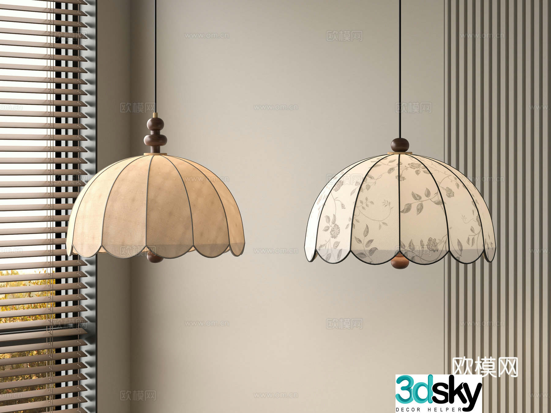 French lampshade chandelier 3D model