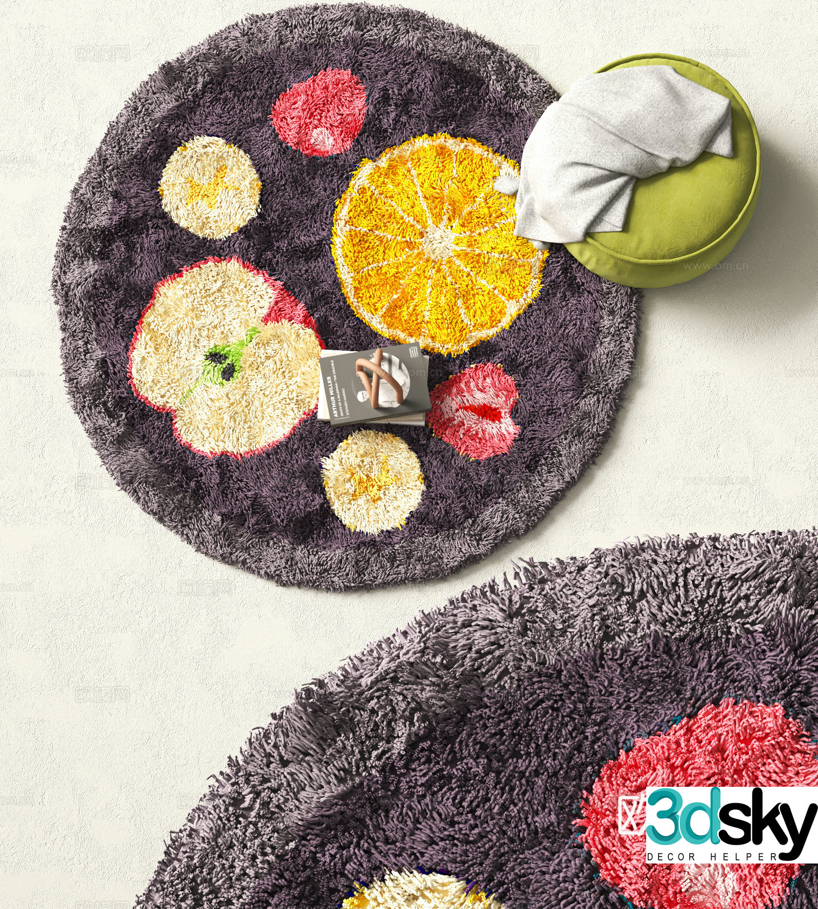 Modern round carpet Plush carpet 3d model