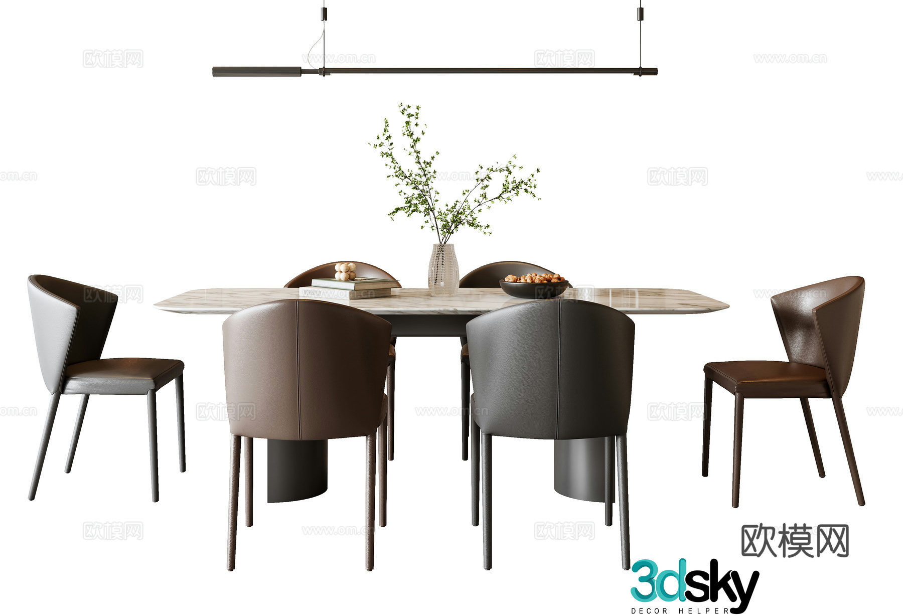 Italian dining table and chairs 3d model