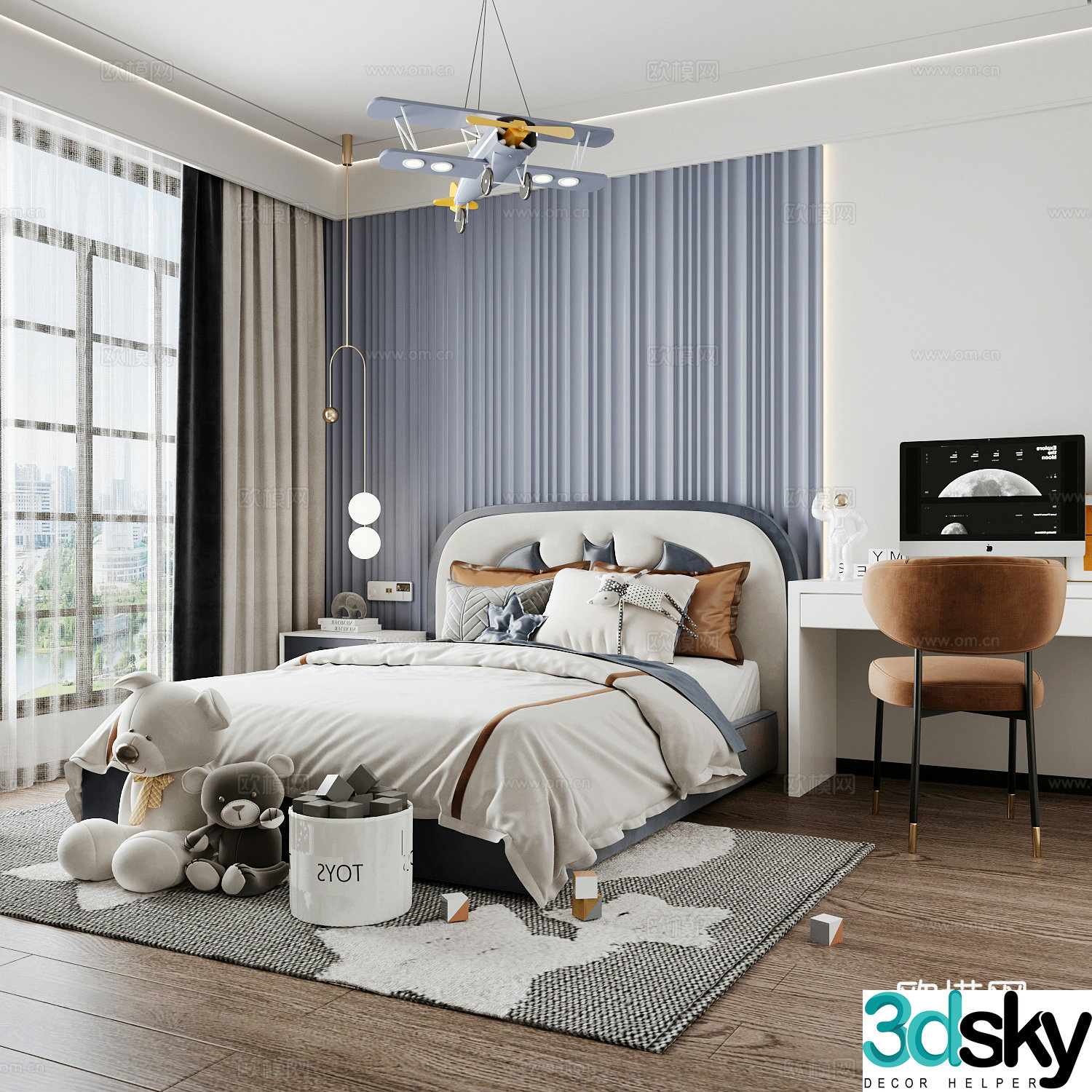 Modern children’s room boy’s room 3d model
