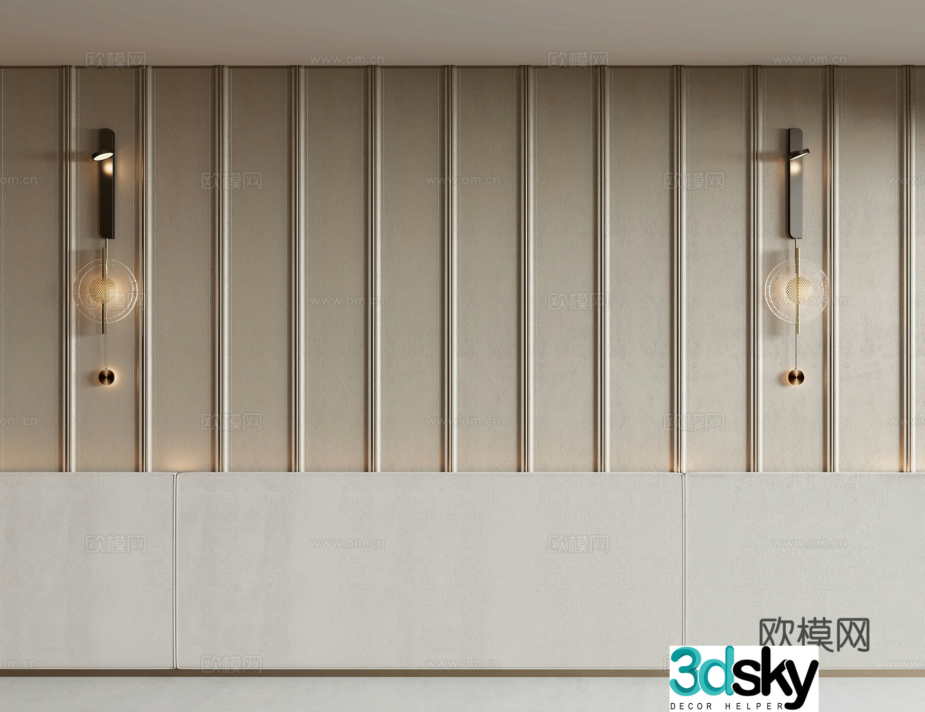 Modern bedside background wall 3d model