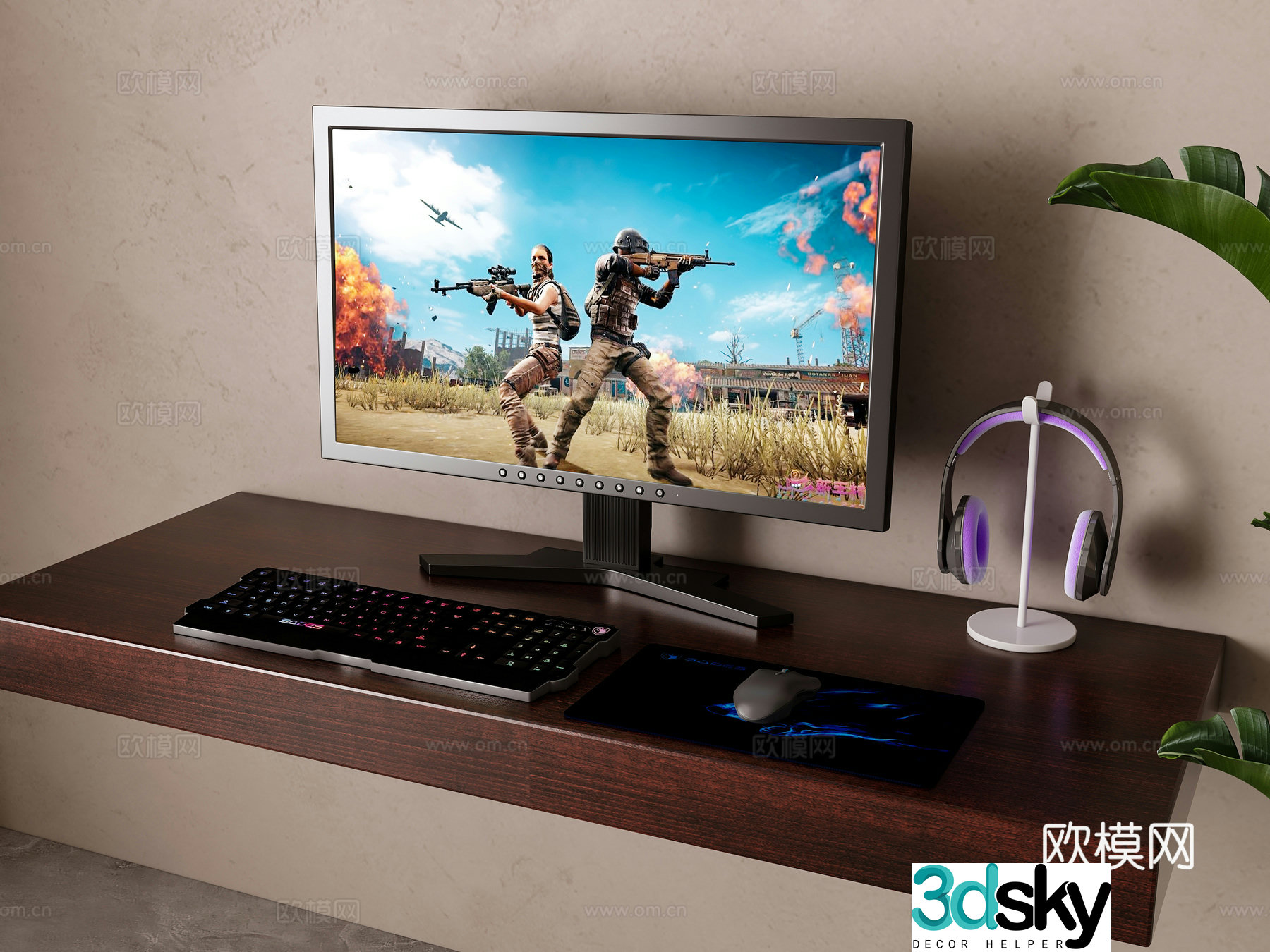 Modern computer display 3D model