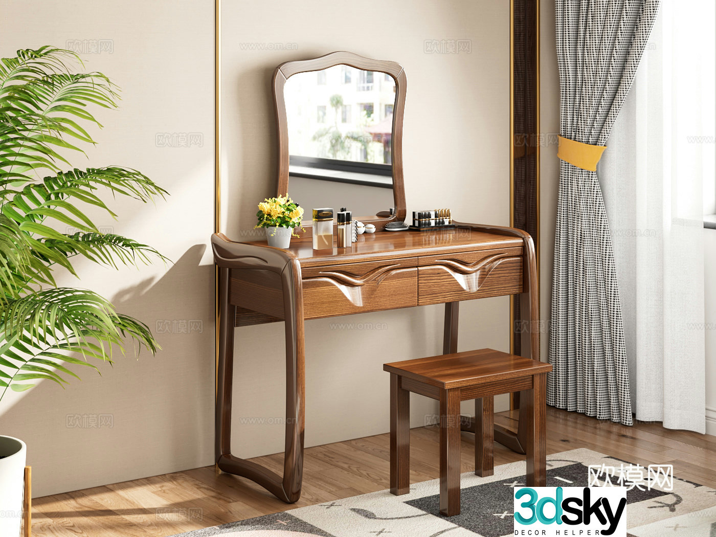 Medium style dressing table 3D model