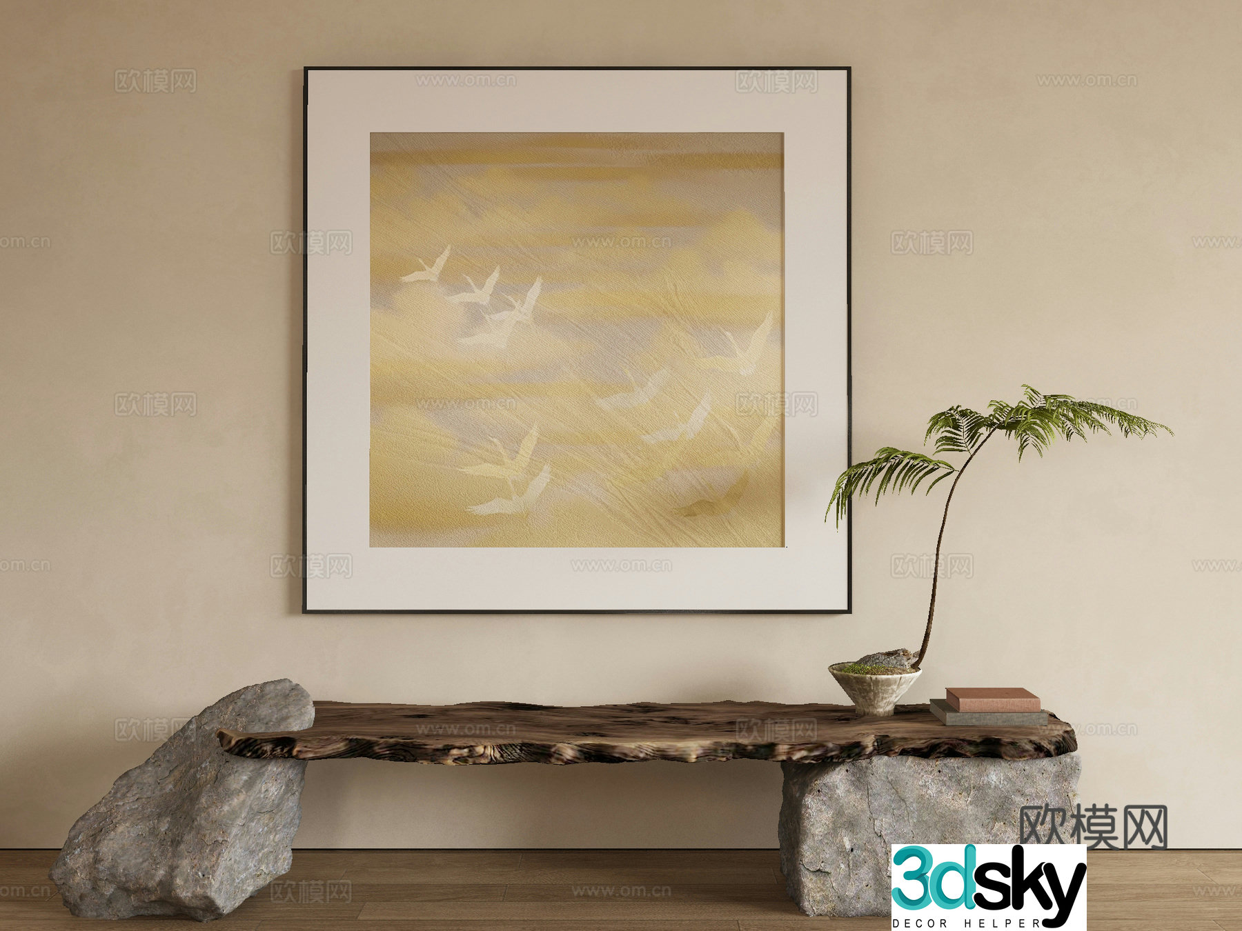 Modern texture painting decorative painting 3d model