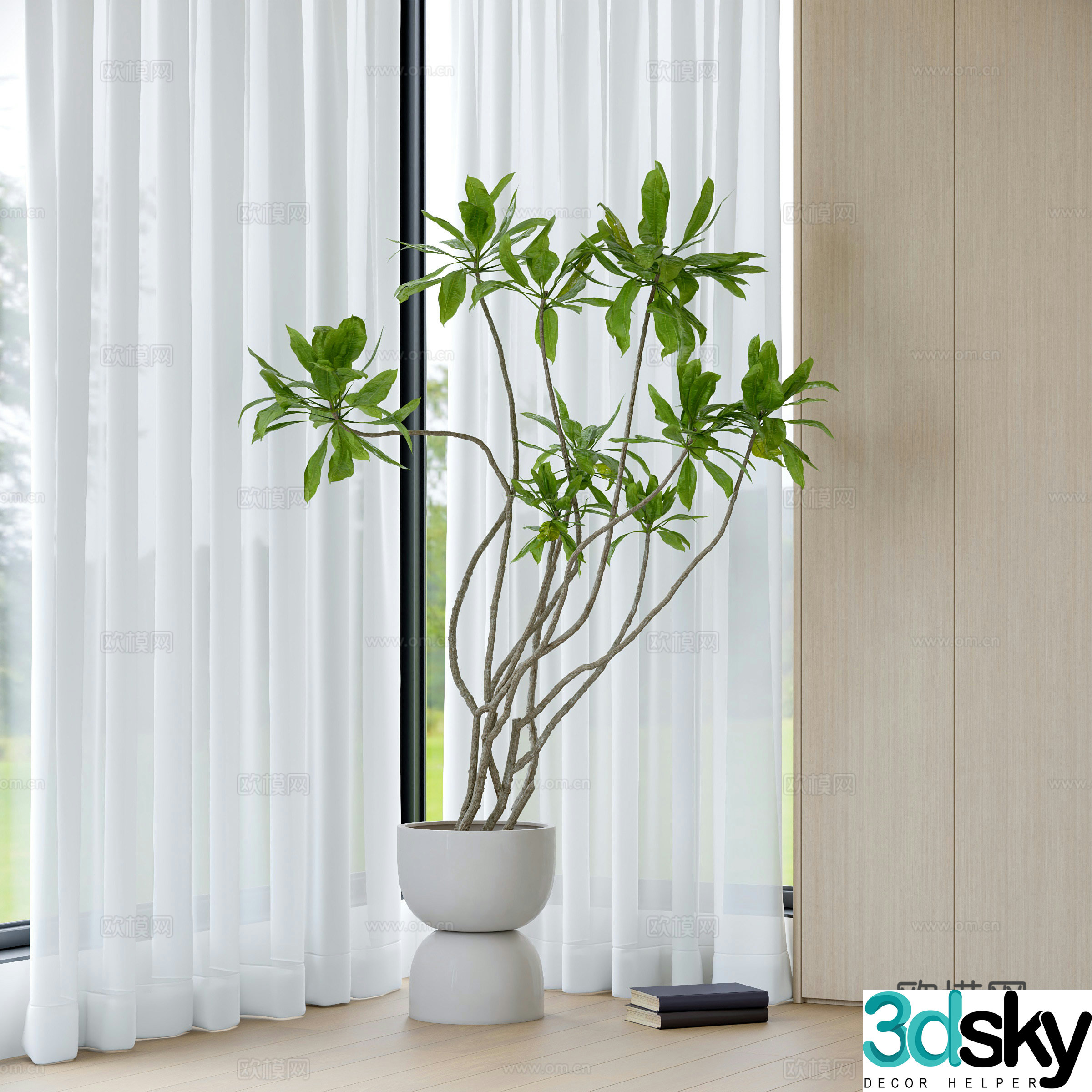 Modern green plant potted 3D model