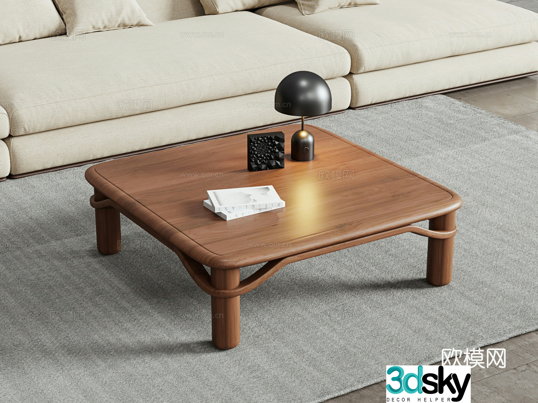 Modern solid wood coffee table 3D model