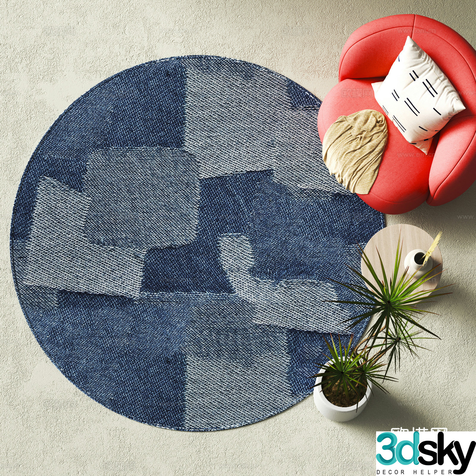 Modern round carpet 3d model