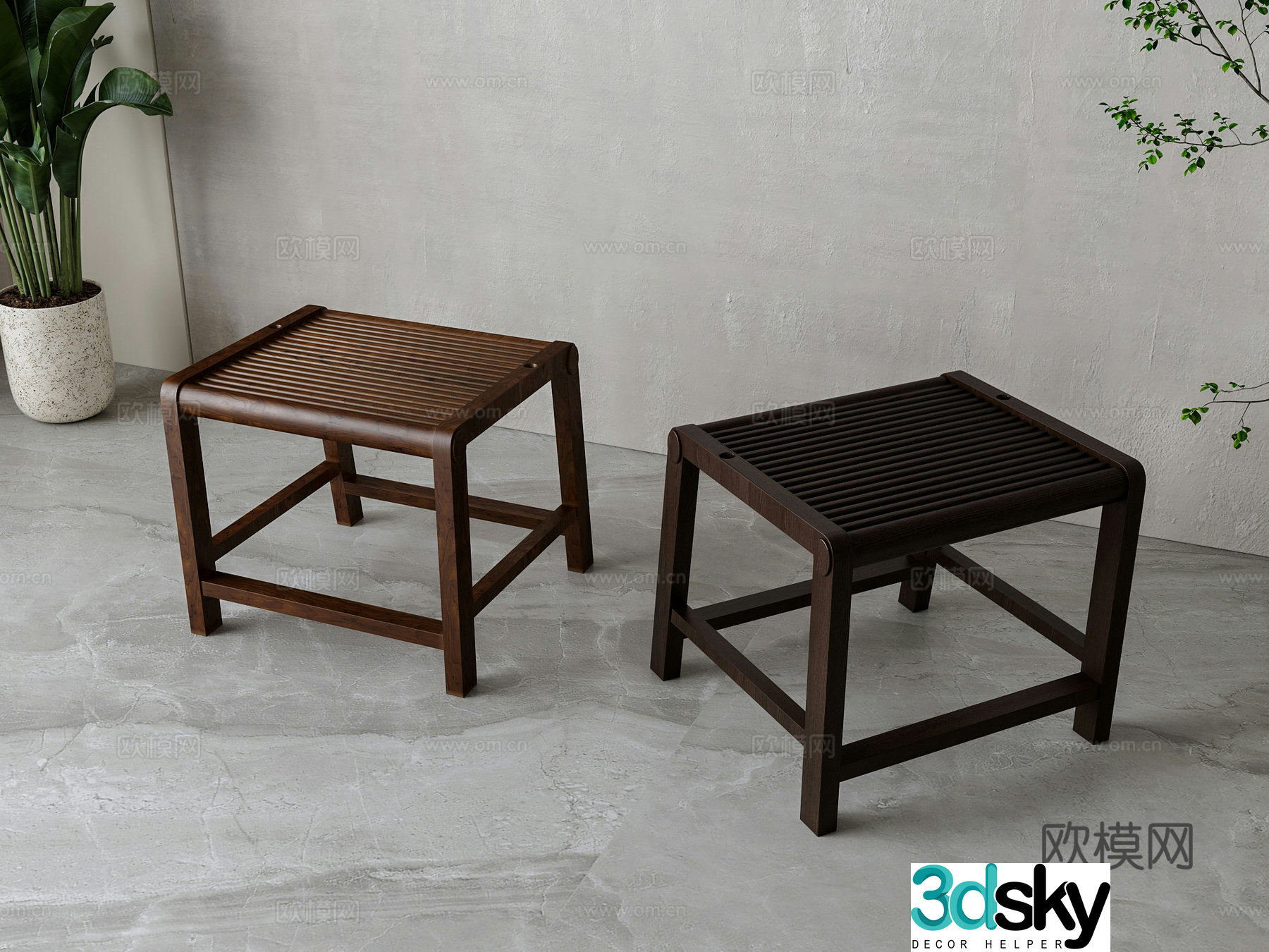 New Chinese style stool 3d model