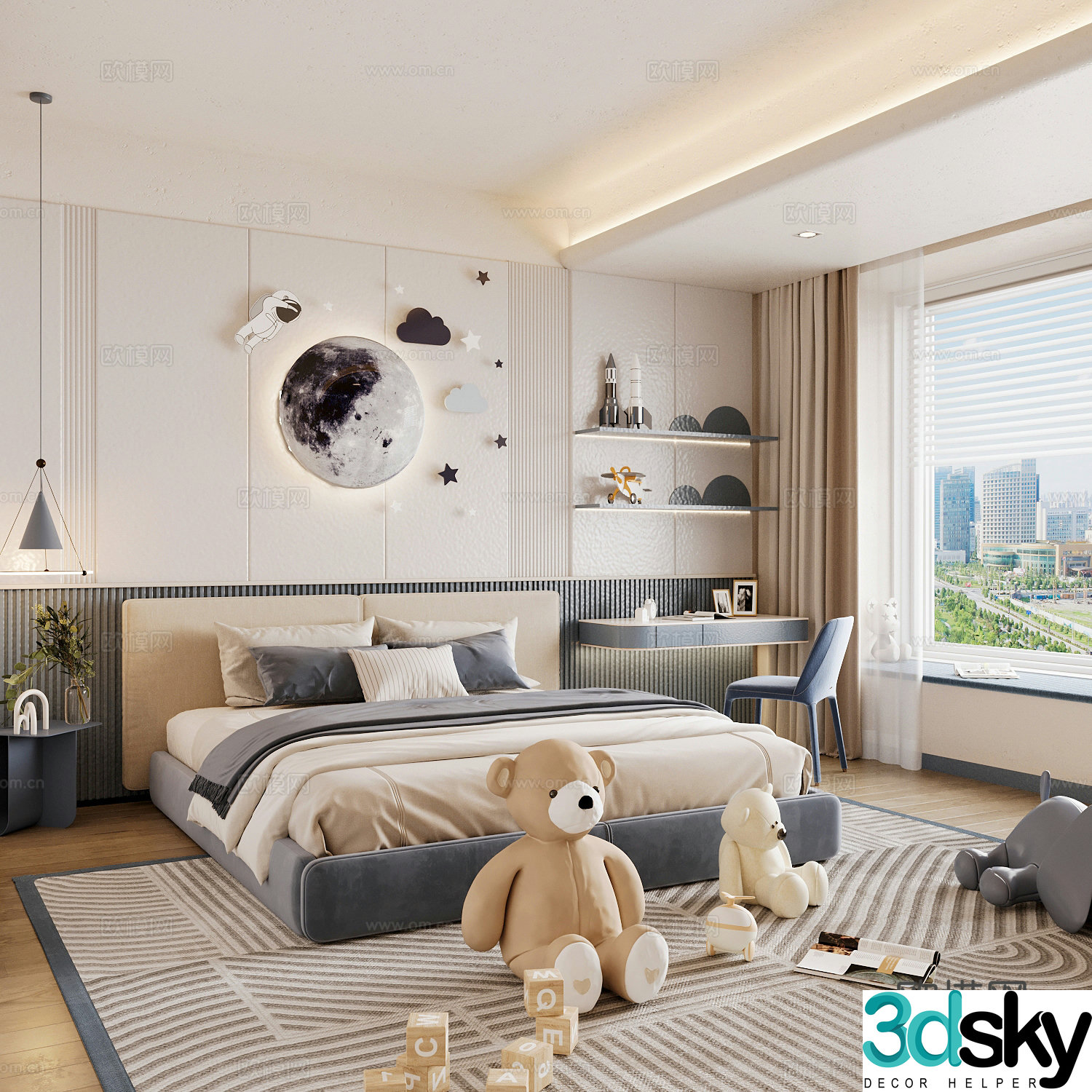 Modern children’s room boy’s room 3d model